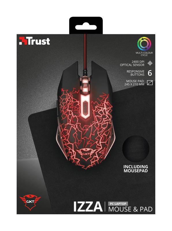Pack Mousepad Gamer + Mouse Izza Trust Gxt 783 Negro-3