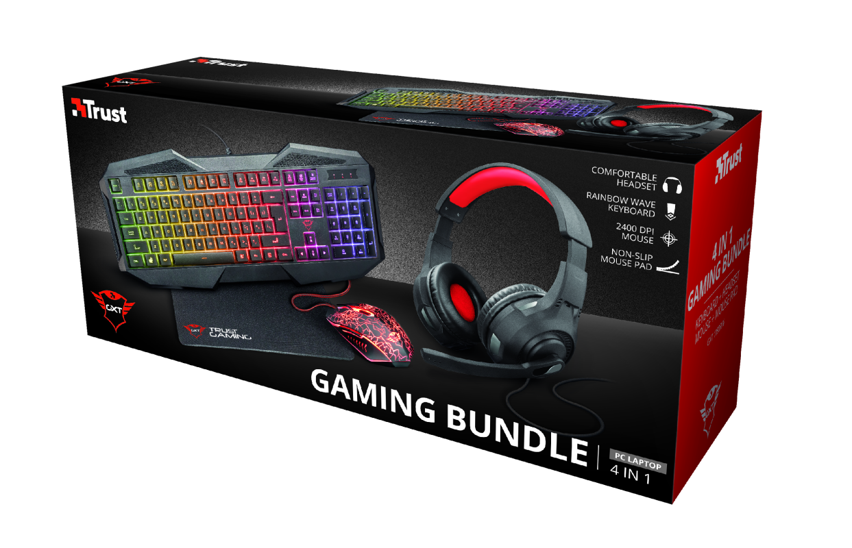 Kit Gamer Trust Gxt 1180rw 4 En 1 Teclado Mouse Headset Mousepad-6