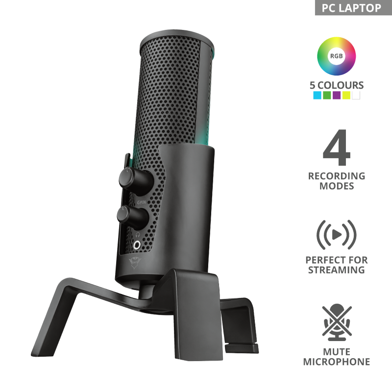 Microfono Gamer Streaming Trust Fyru Gxt 258 Negro-2
