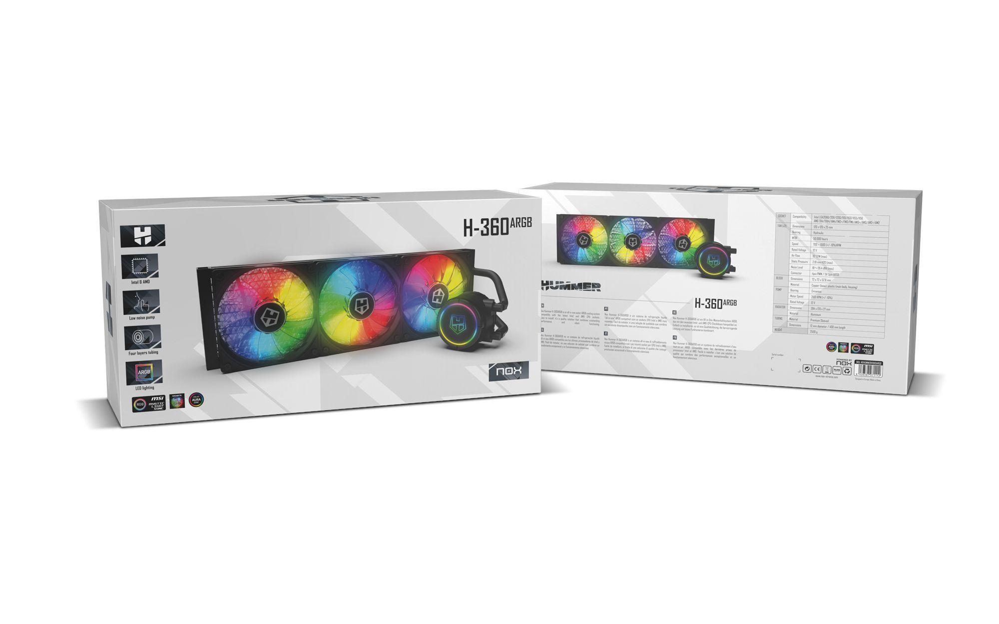 Refrigeración Líquida Nox H-360 Argb Negro-4