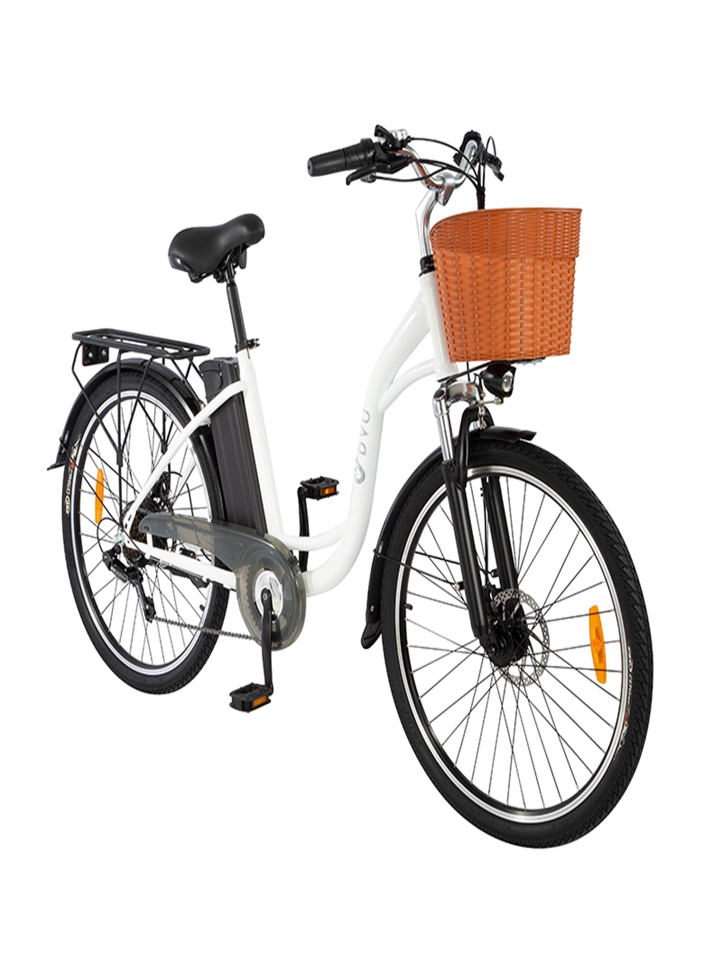 Bicicleta Electrica New City Blanca Canasto Aro26-6