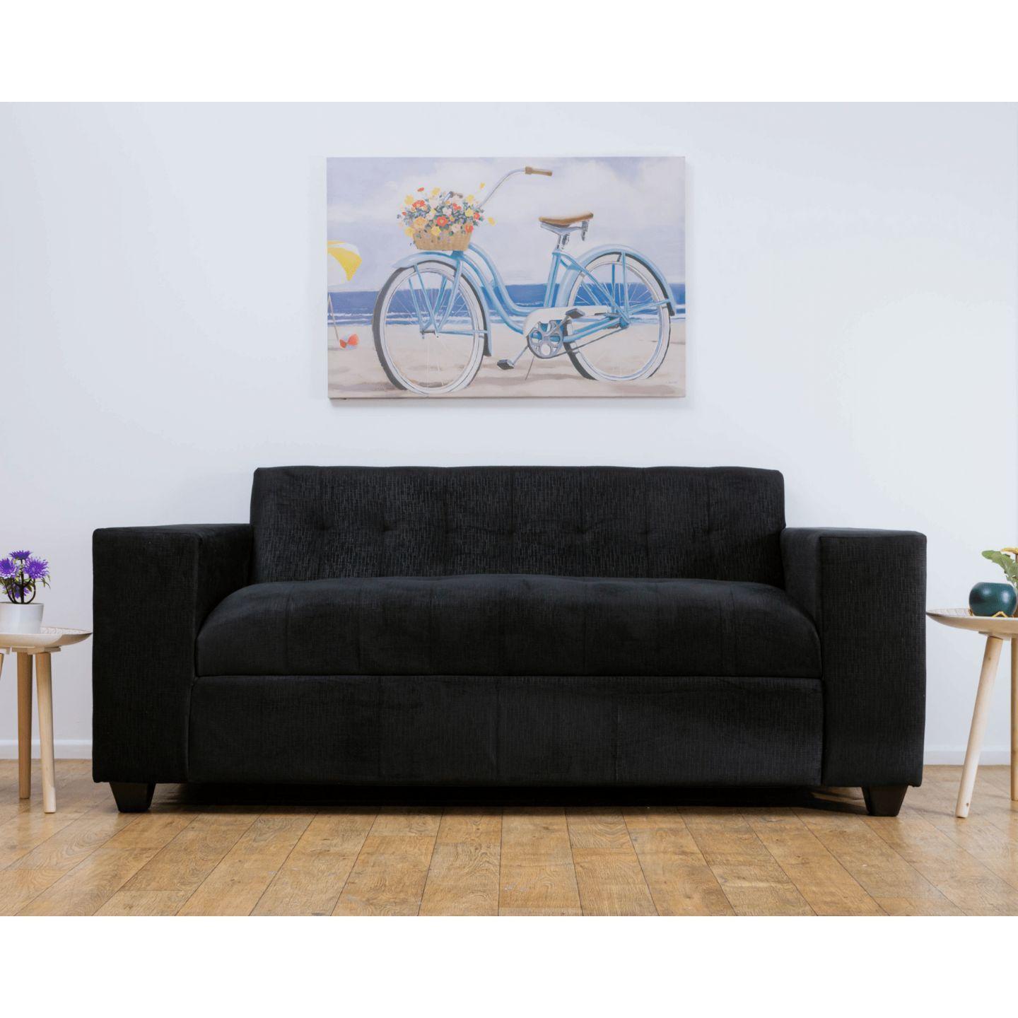 Sofá  Felpa Negro 2 Cuerpos-3