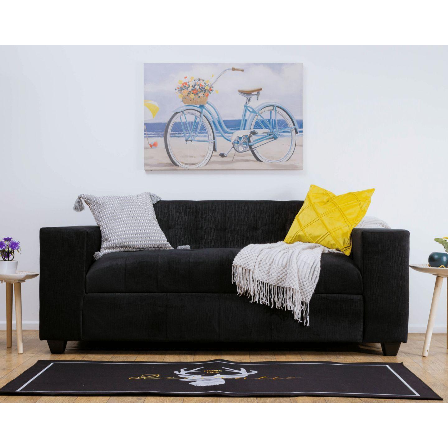 Sofá  Felpa Negro 2 Cuerpos-2