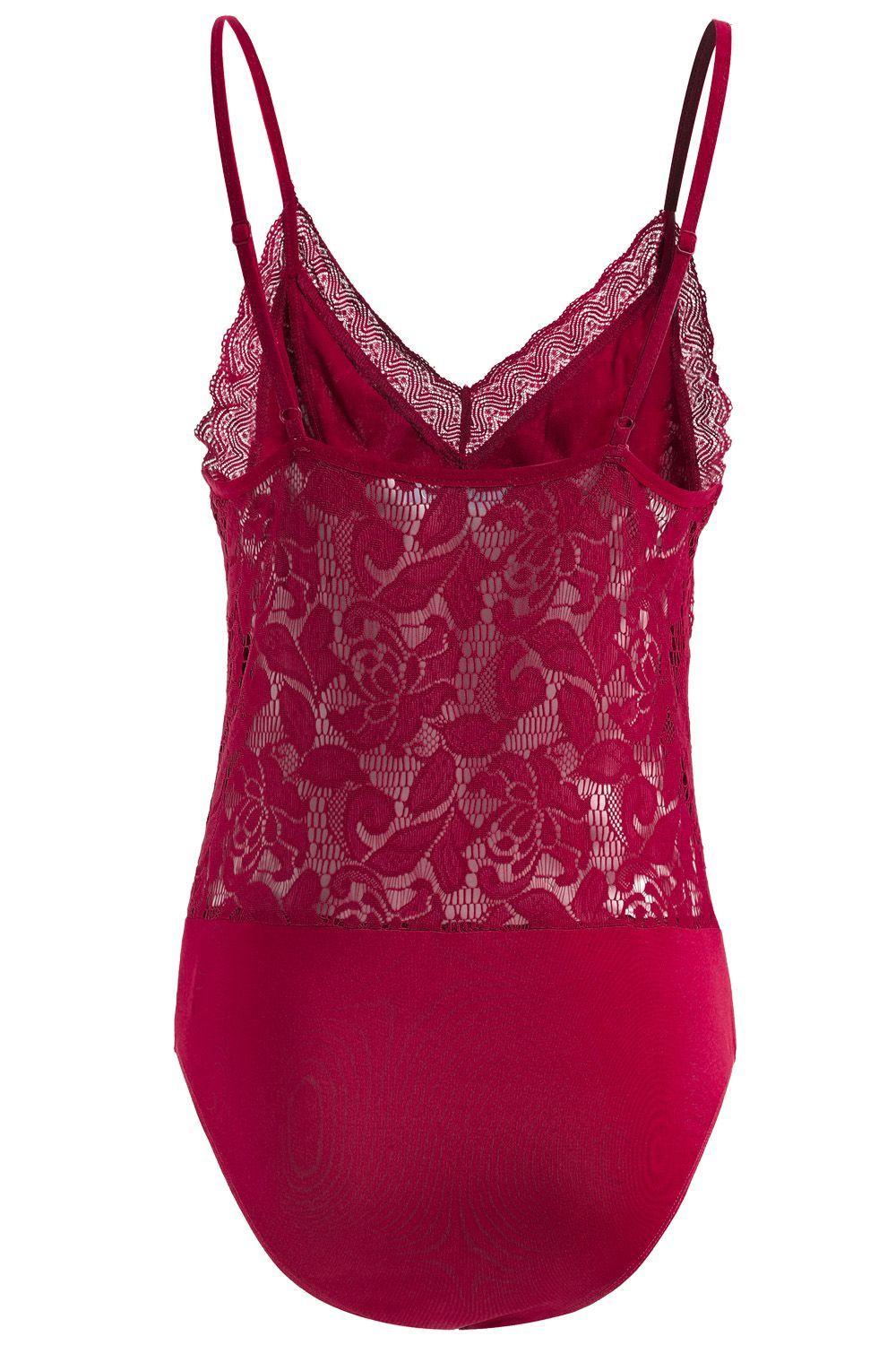 Body Encaje Escote V Rojo Nicopoly-2
