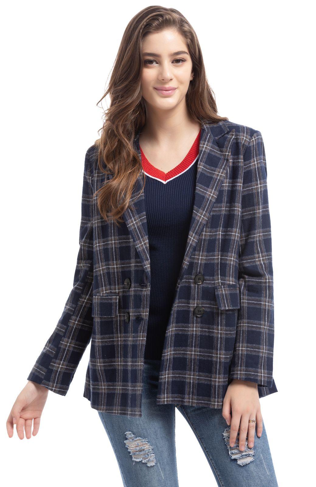 Chaqueta Cuadrillé Azul Nicopoly-0