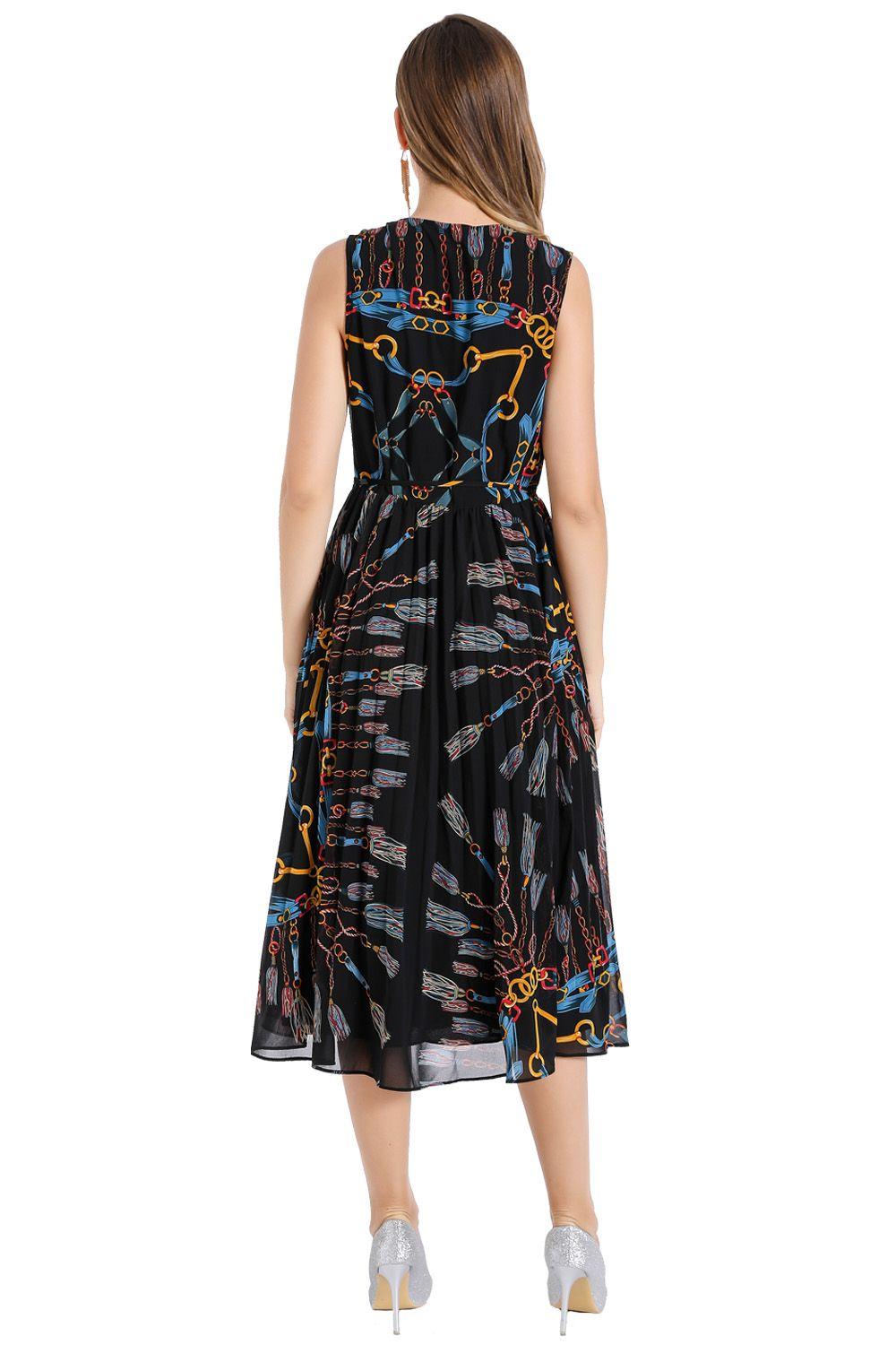 Vestido Plisado Cadenas Negro Nicopoly-2