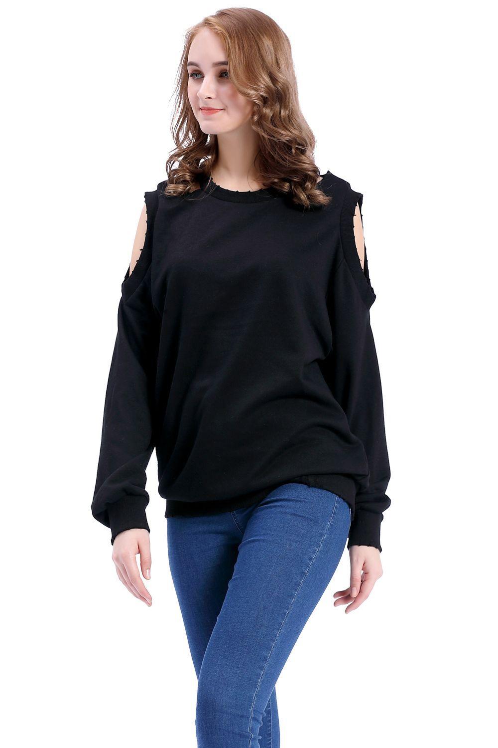 Polerón Cuello Efecto Rasgado Negro Nicopoly-1