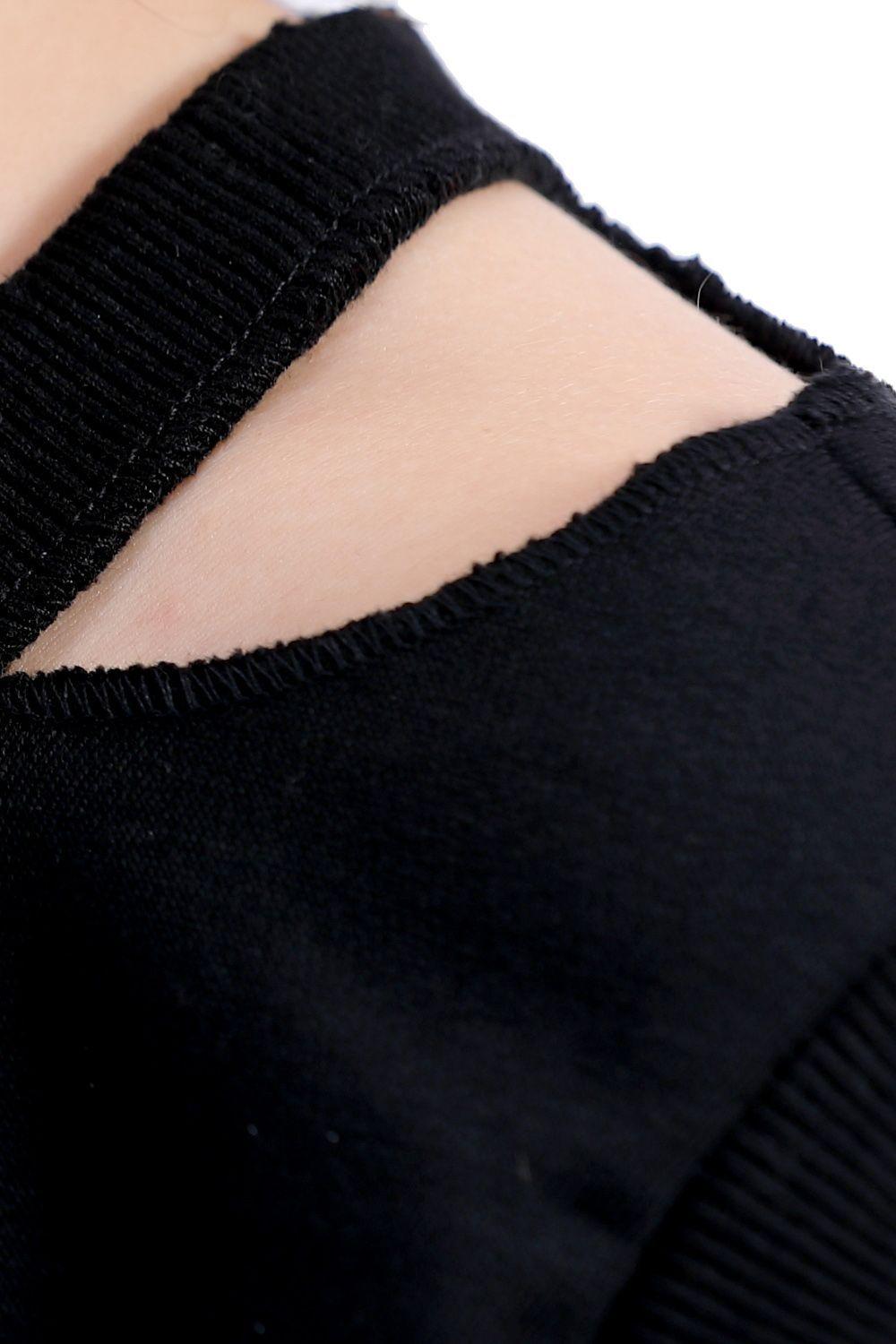 Polerón Cuello Efecto Rasgado Negro Nicopoly-3
