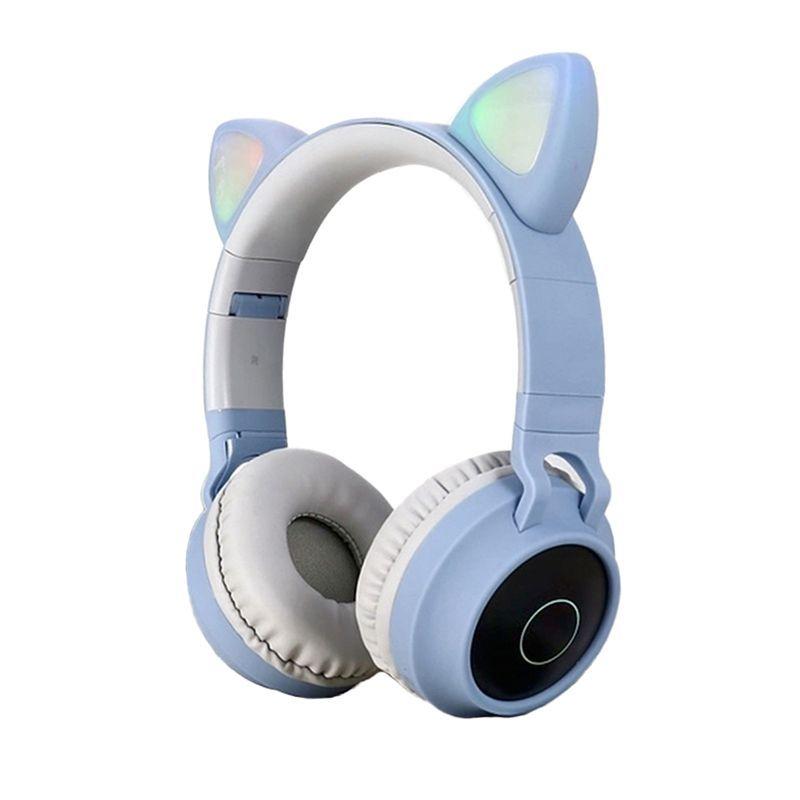 Audífonos Inalámbricos Bluetooth Orejas Gato Con Luz de Colores-0