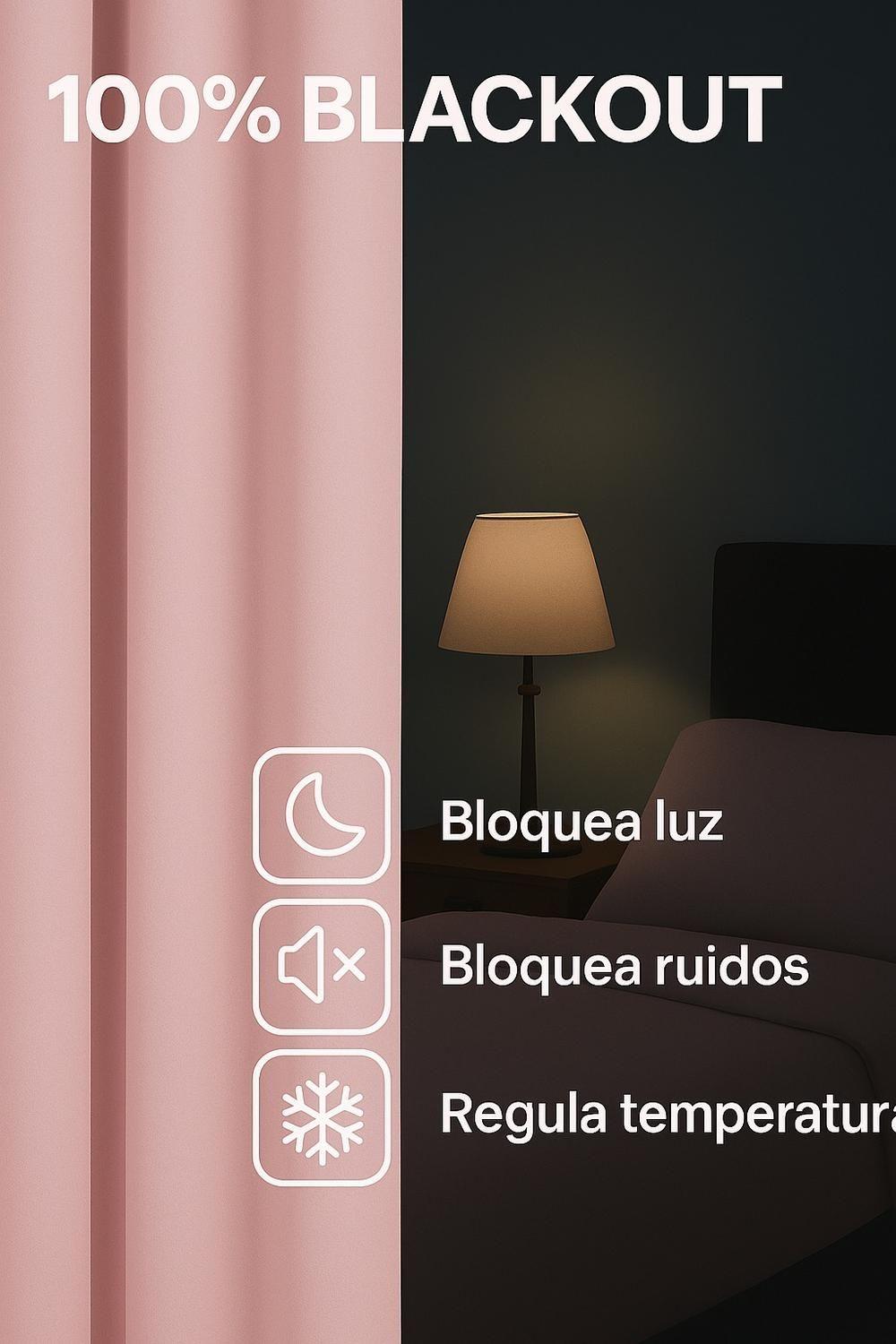 Pack 2 Cortina Tradicional 100% Blackout Rosa-5