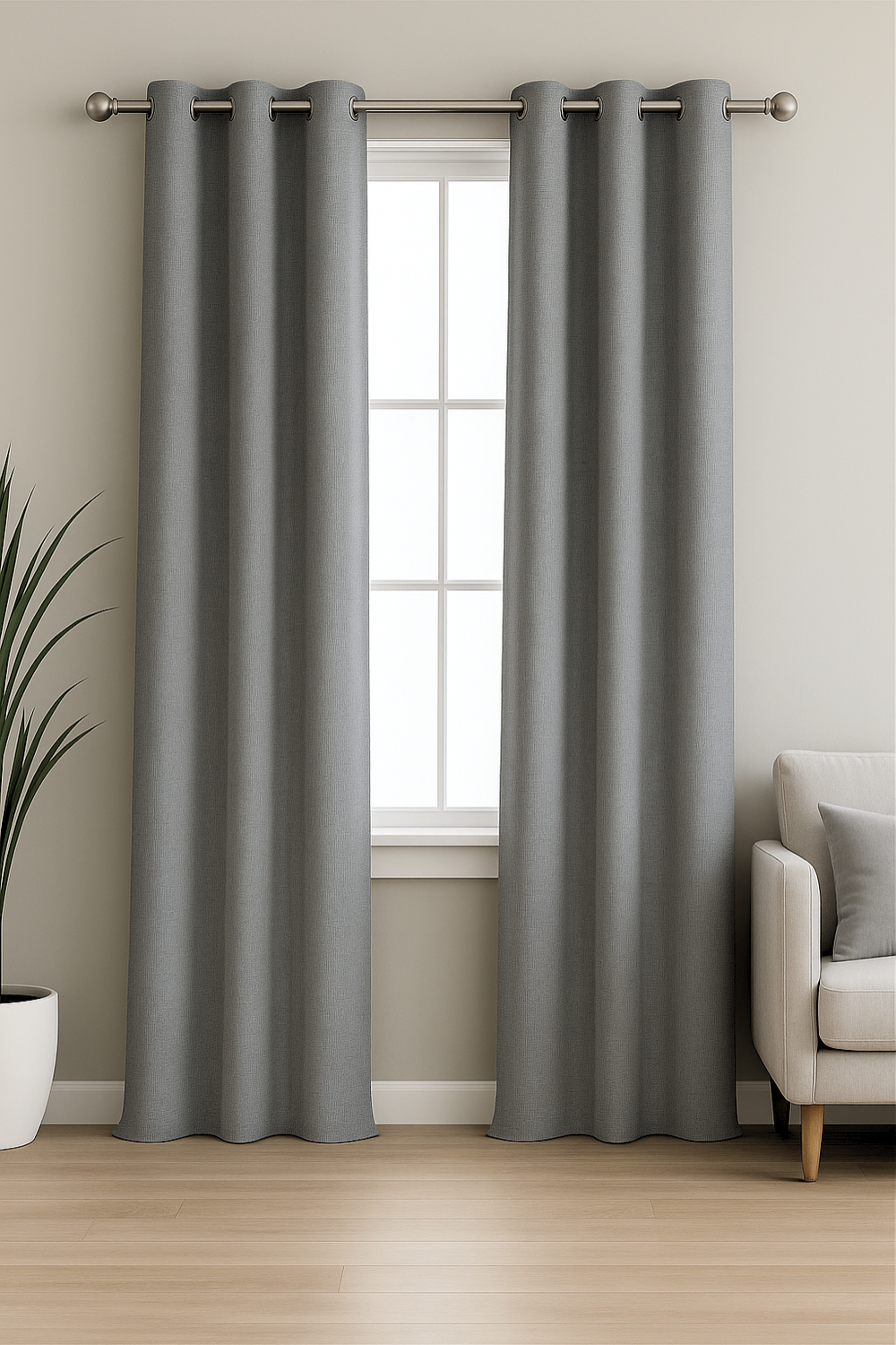 Pack 2 Cortina Blackout Lino 140x220cm Gris Claro-0