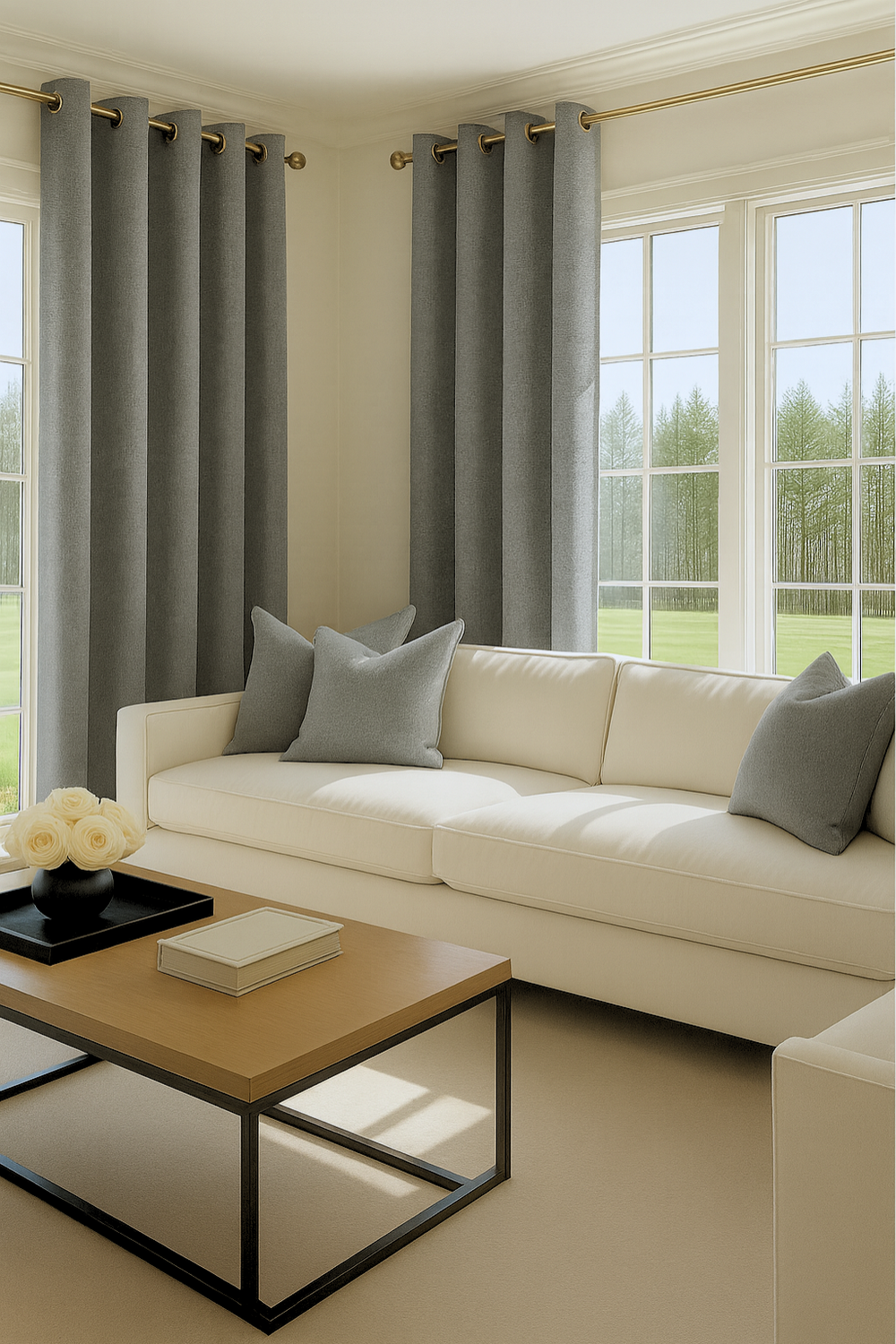 Pack 2 Cortina Blackout Lino 140x220cm Gris Claro-5