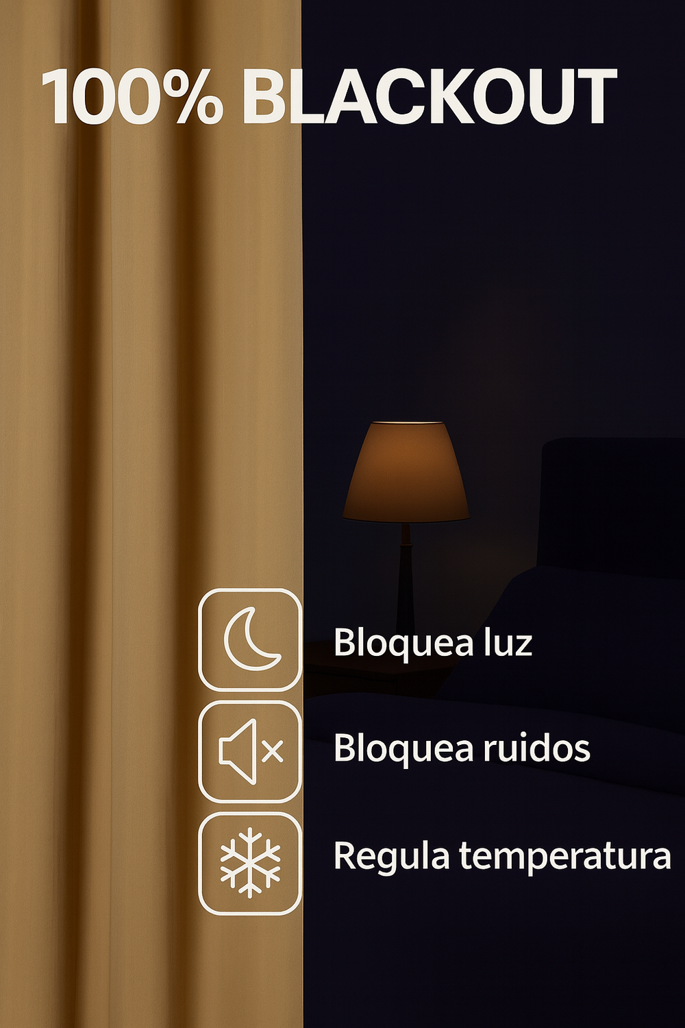 Pack 2 Cortina Tradicional 100% Blackout Dorado-5