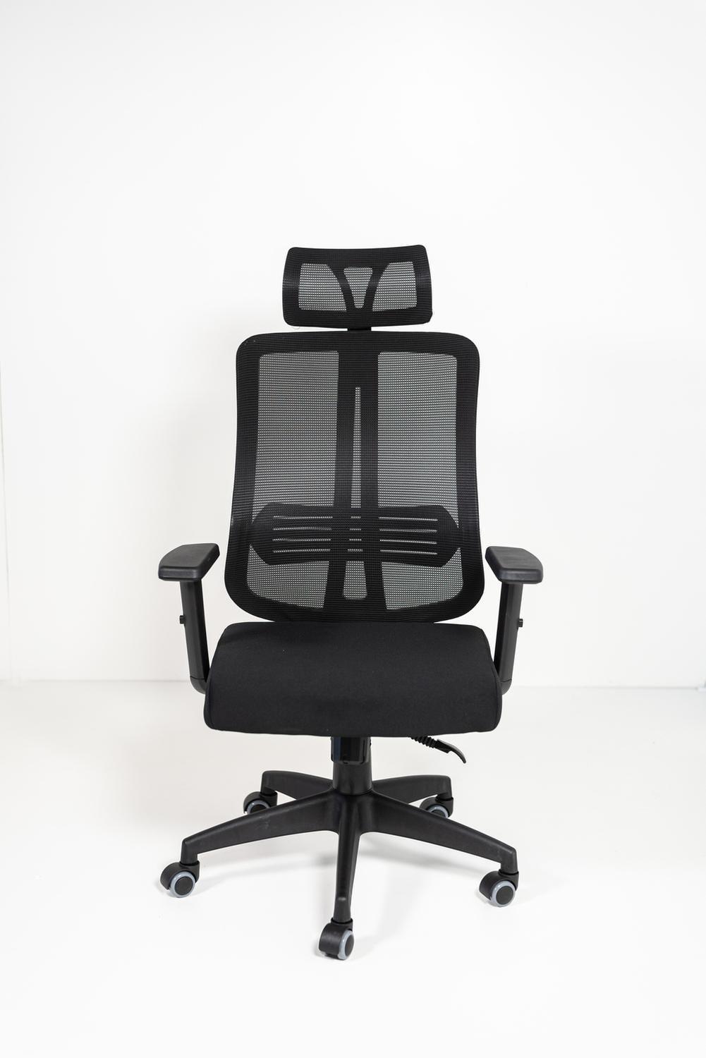Silla de Oficina para Escritorio con Apoyacabeza Brazo Regulable Negra-3