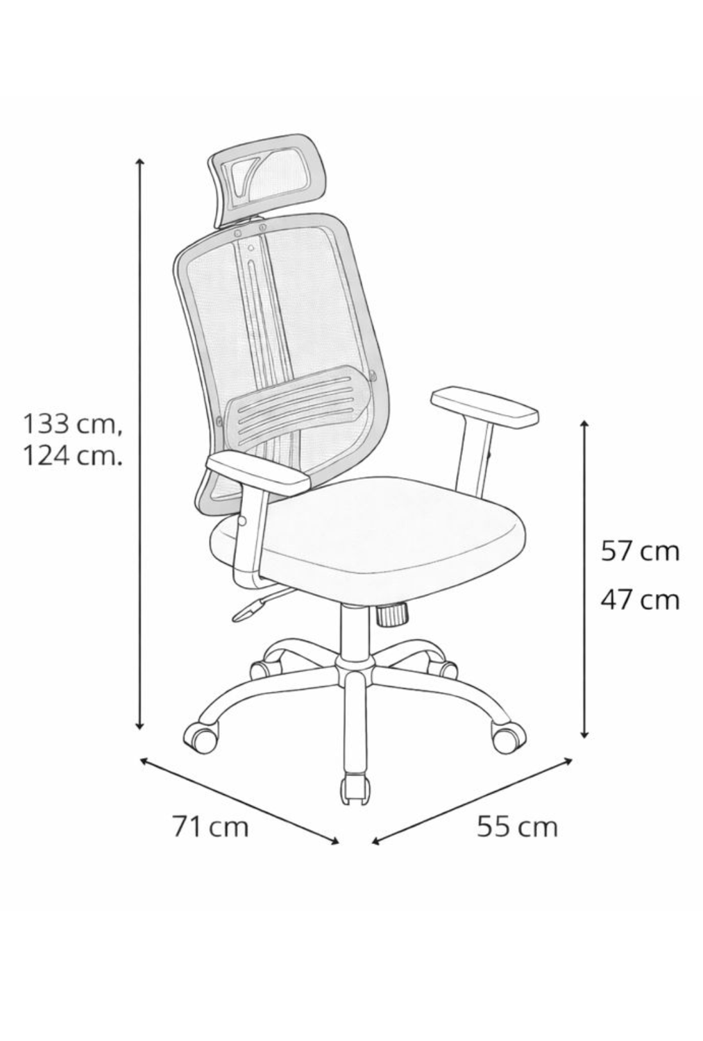 Silla de Oficina para Escritorio con Apoyacabeza Brazo Regulable Negra-4