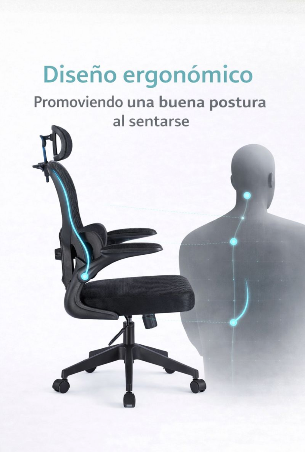 Silla Ergonomica de Oficina para Escritorio Negra-3