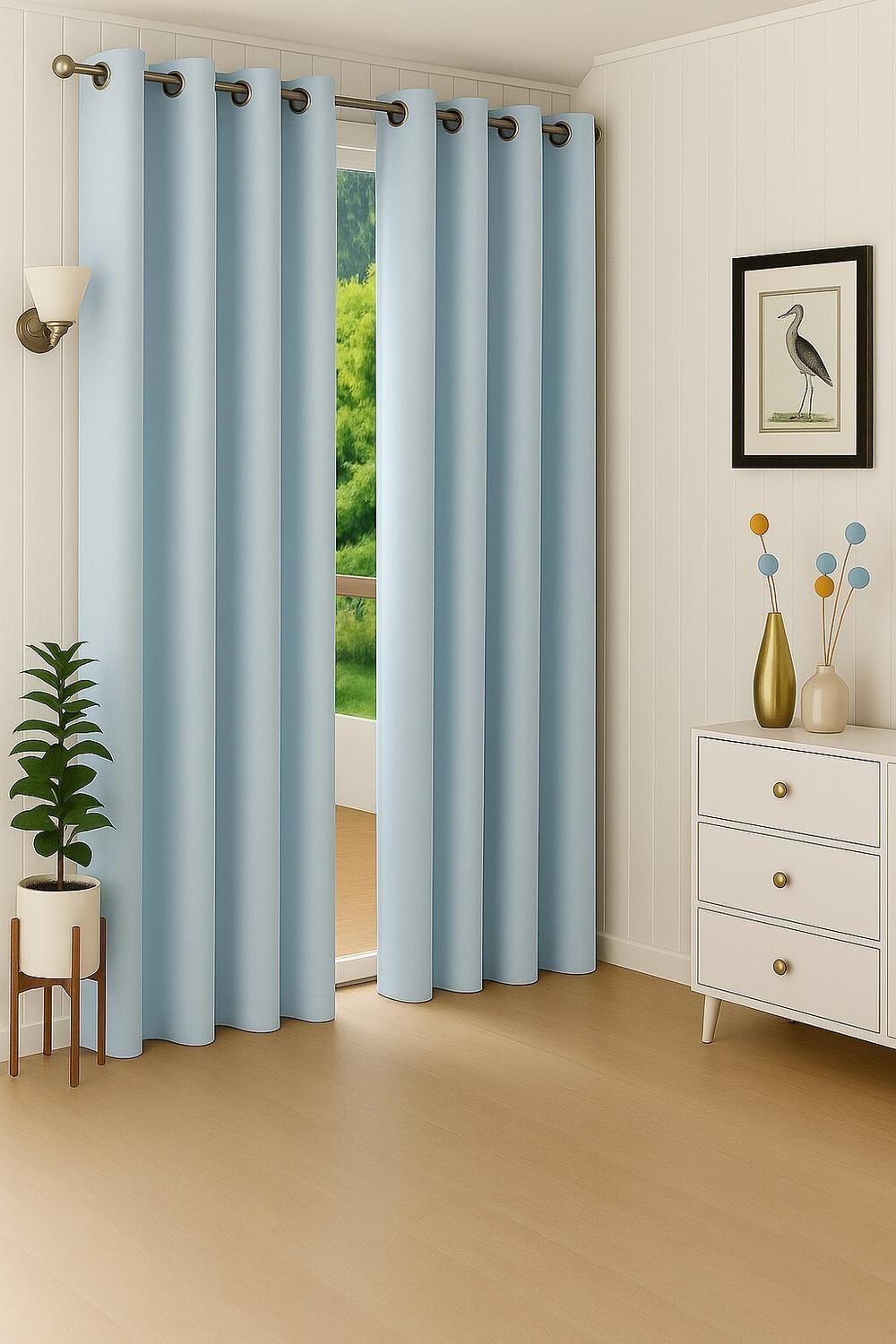 Pack 2 Cortina Tradicional 100% Blackout Azul Claro-4