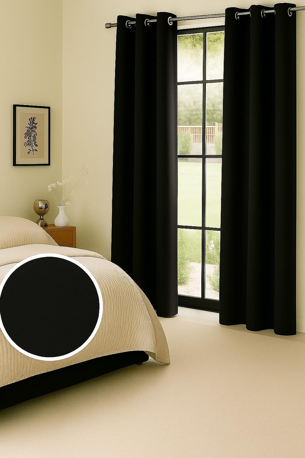 Cortina Tradicional 100% Blackout Negro-3