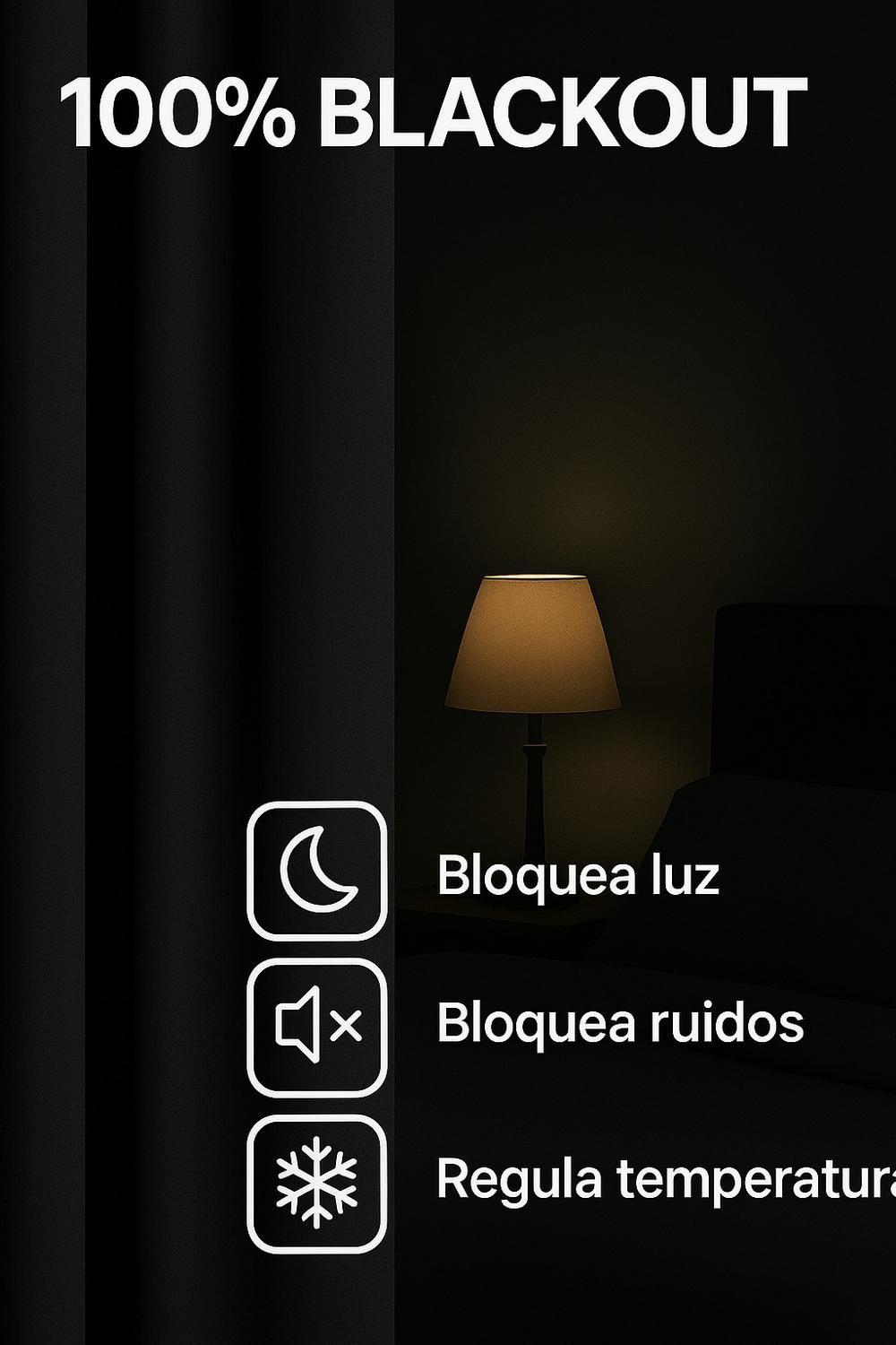 Cortina Tradicional 100% Blackout Negro-5