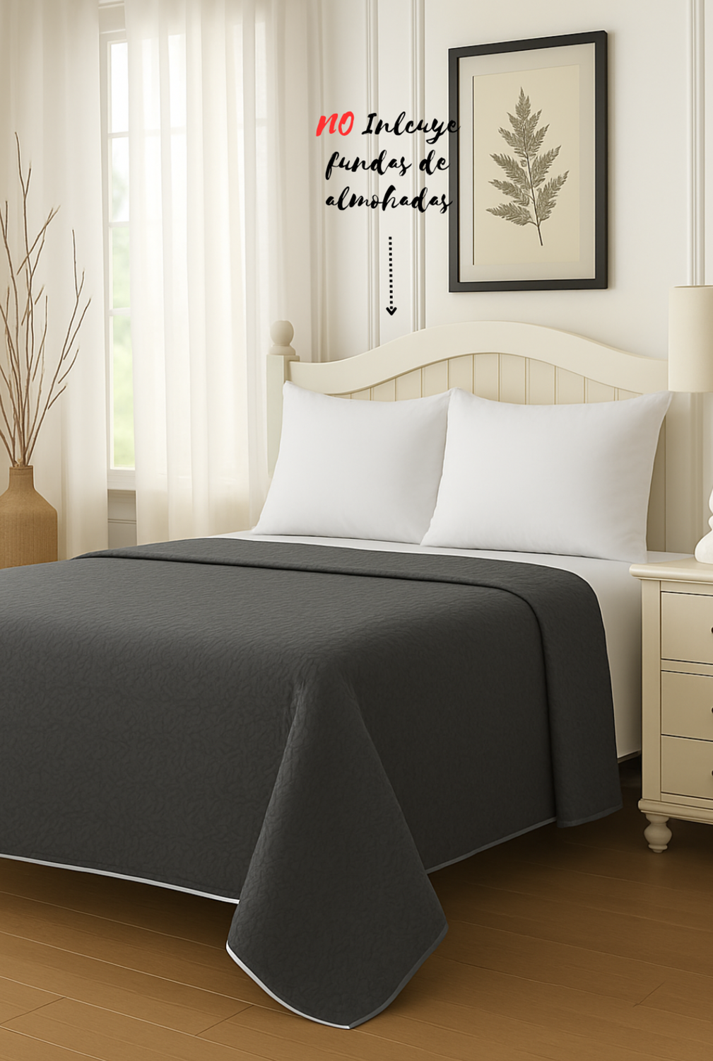 Cubrecama Quilt Reversible 1.5 Plazas 180x260cm Gris-2