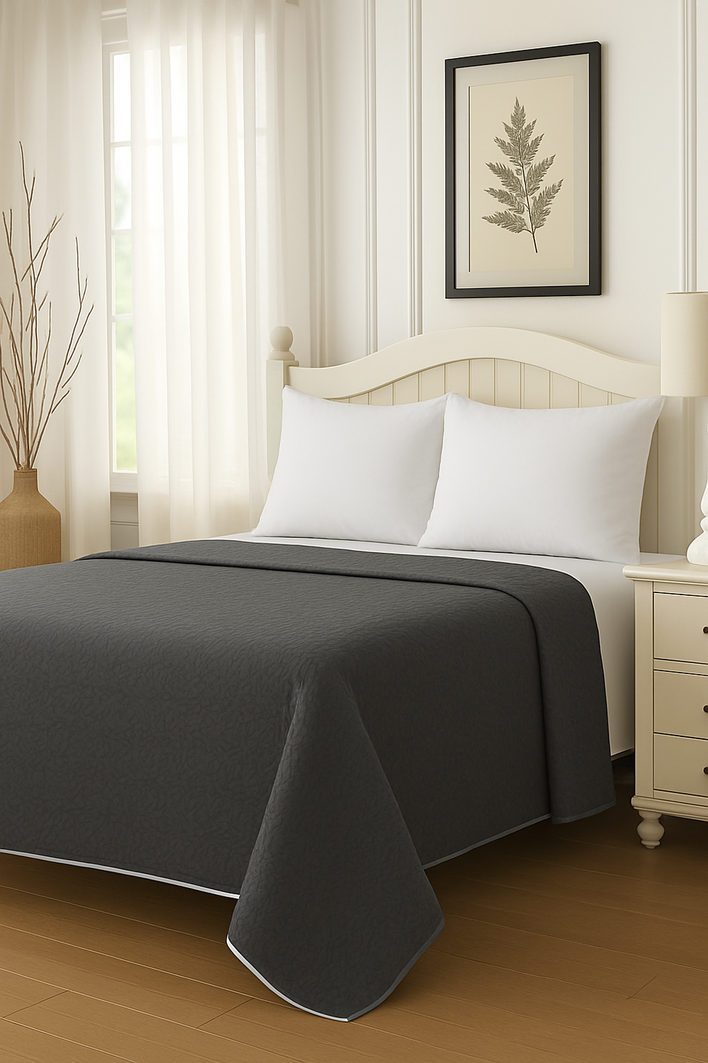 Cubrecama Quilt Reversible 1.5 Plazas 180x260cm Gris-4