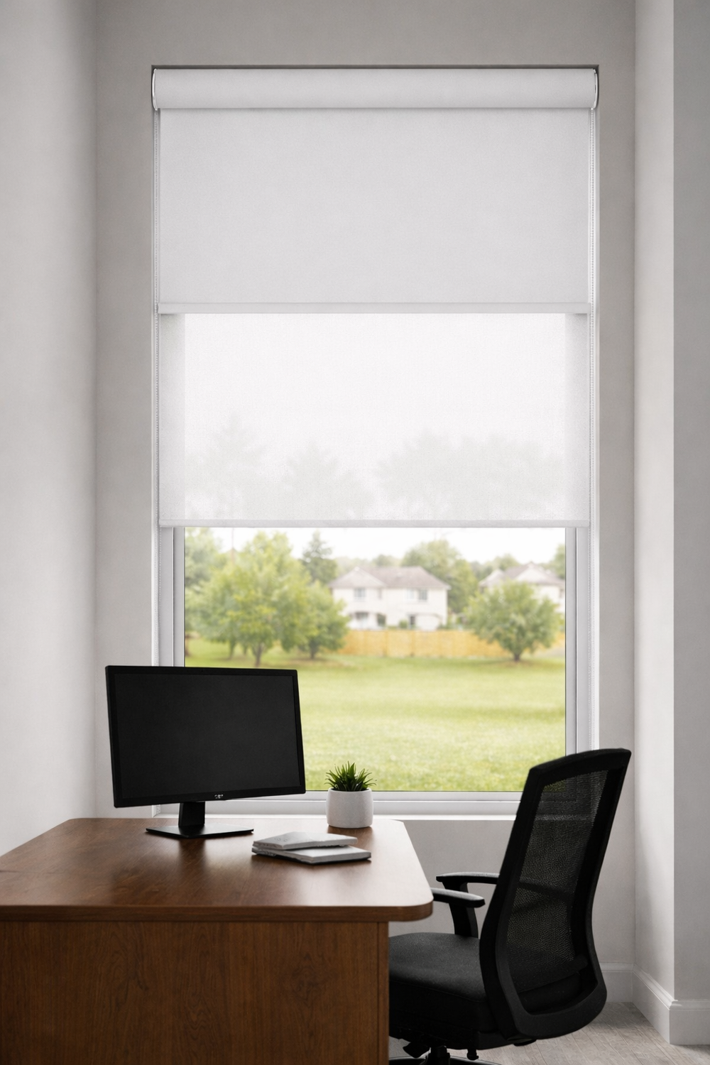 Cortina Roller Doble Blackout / Sunscreen Blanco 120X160-2