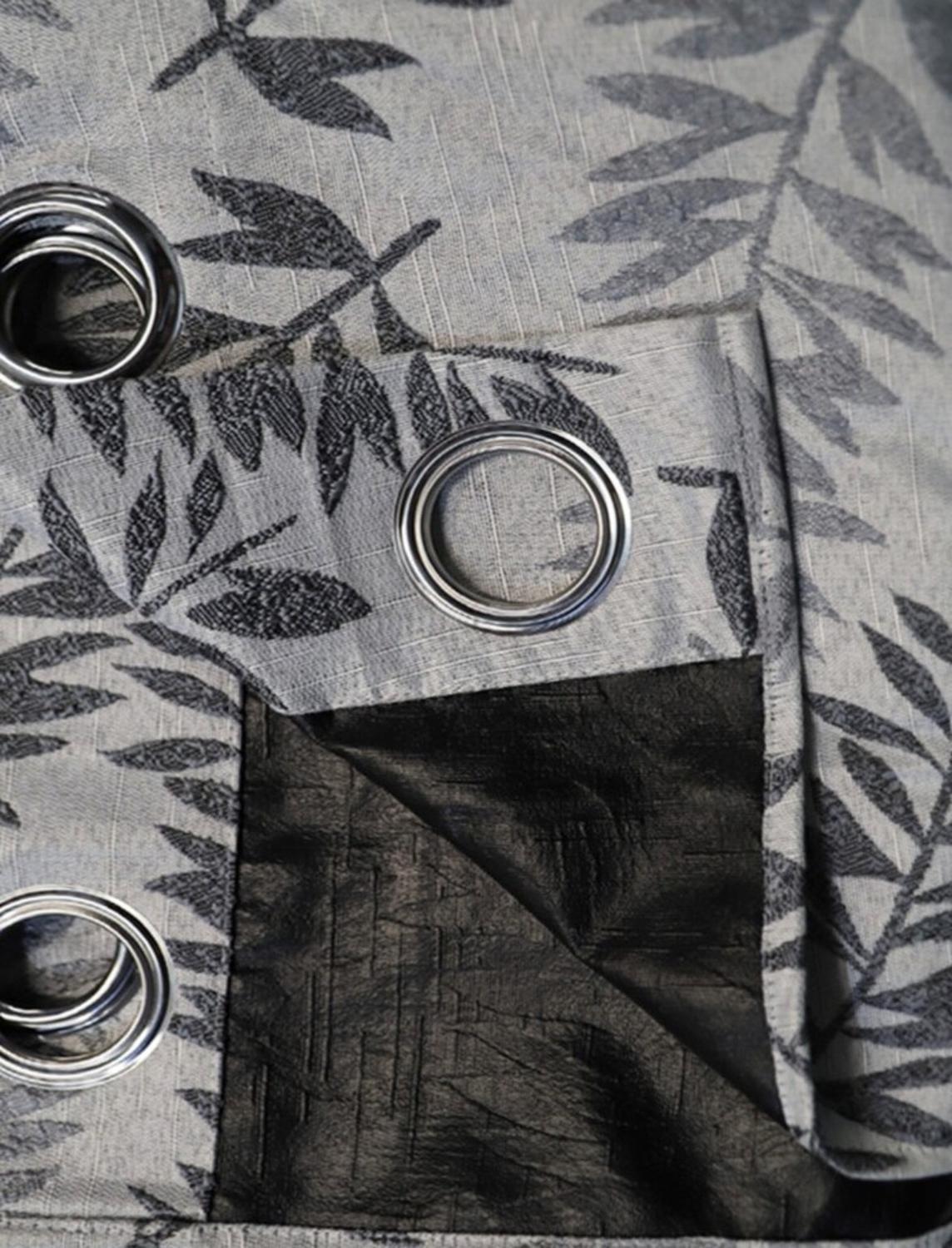 Pack 2 Cortina Tradicional 100% Blackout Hoja Gris-3