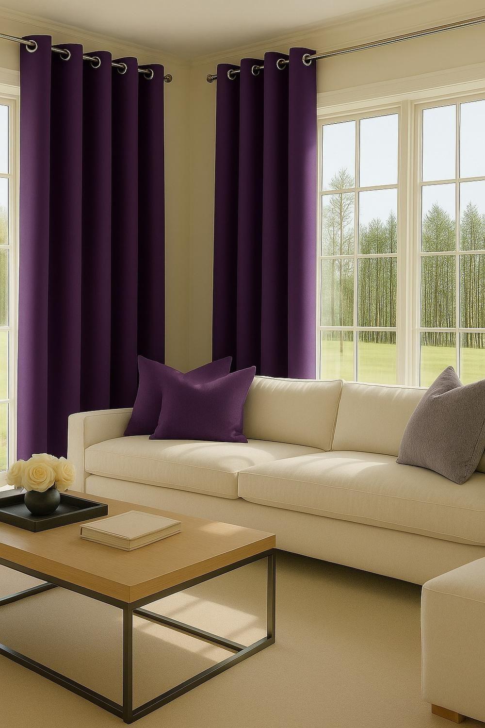 Pack 2 Cortina Tradicional 100% Blackout Morado-2