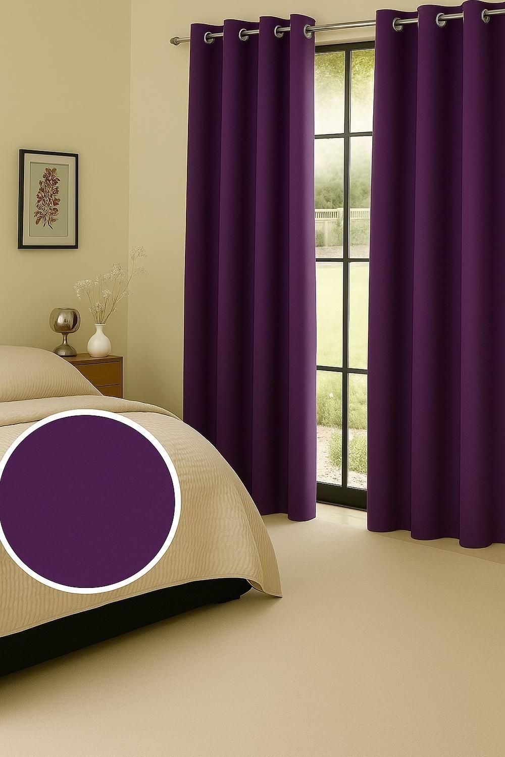 Pack 2 Cortina Tradicional 100% Blackout Morado-3