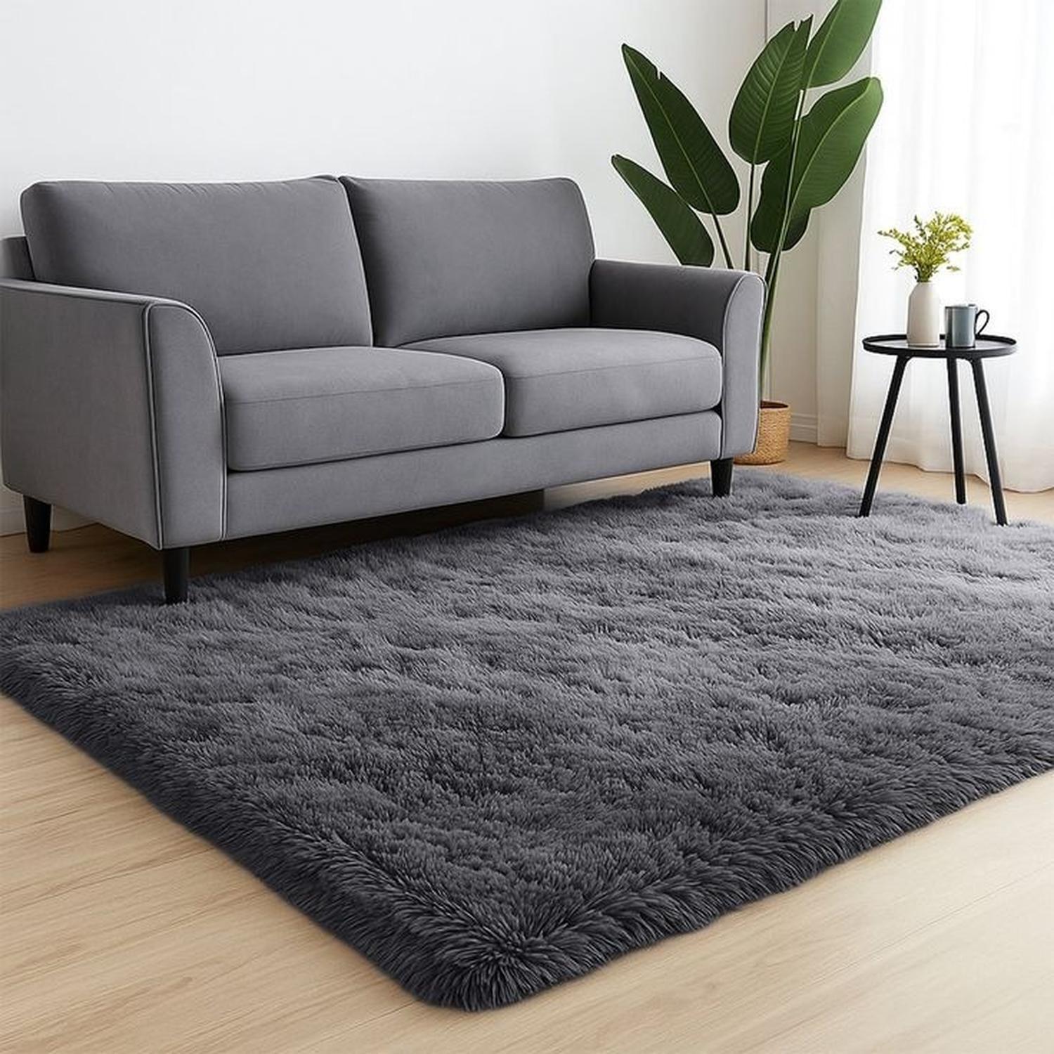 Alfombra Peluda Shaggy Gris 150x200-3