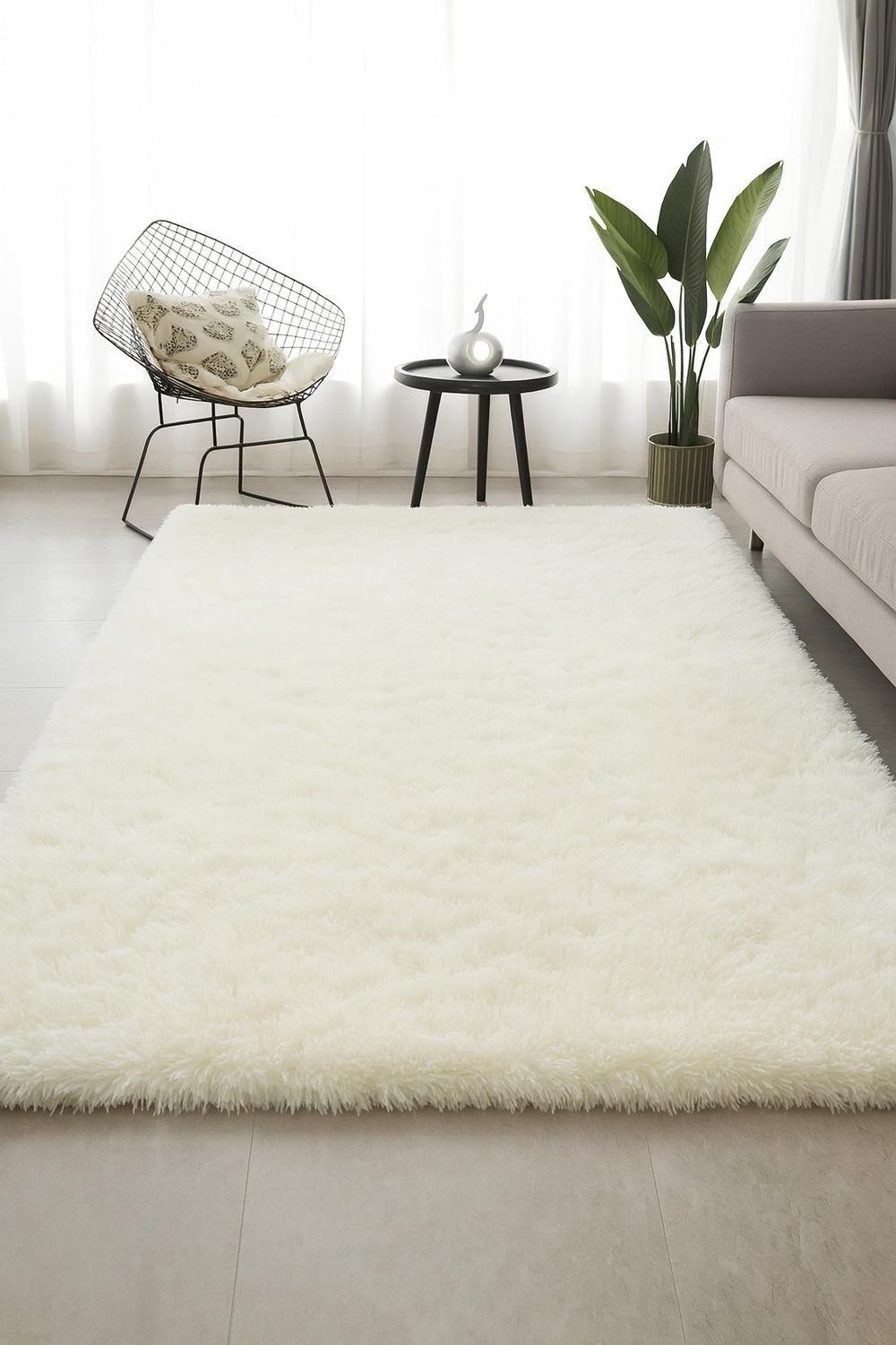 Alfombra Peluda Shaggy Crema 200x220-0