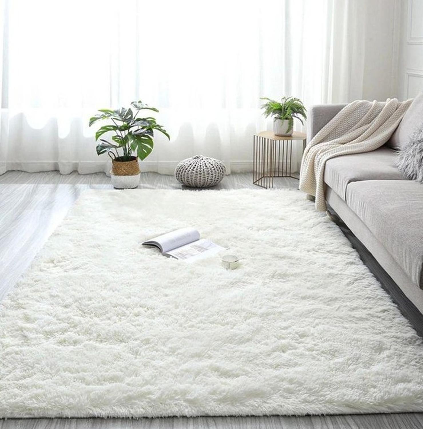Alfombra Peluda Shaggy Crema 200x220-1