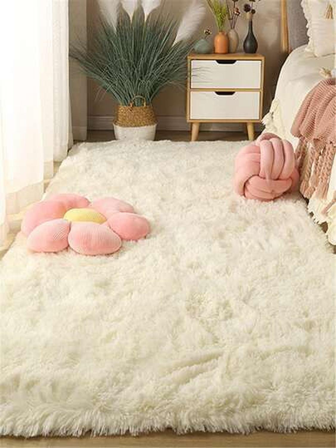 Alfombra Peluda Shaggy Crema 200x220-4