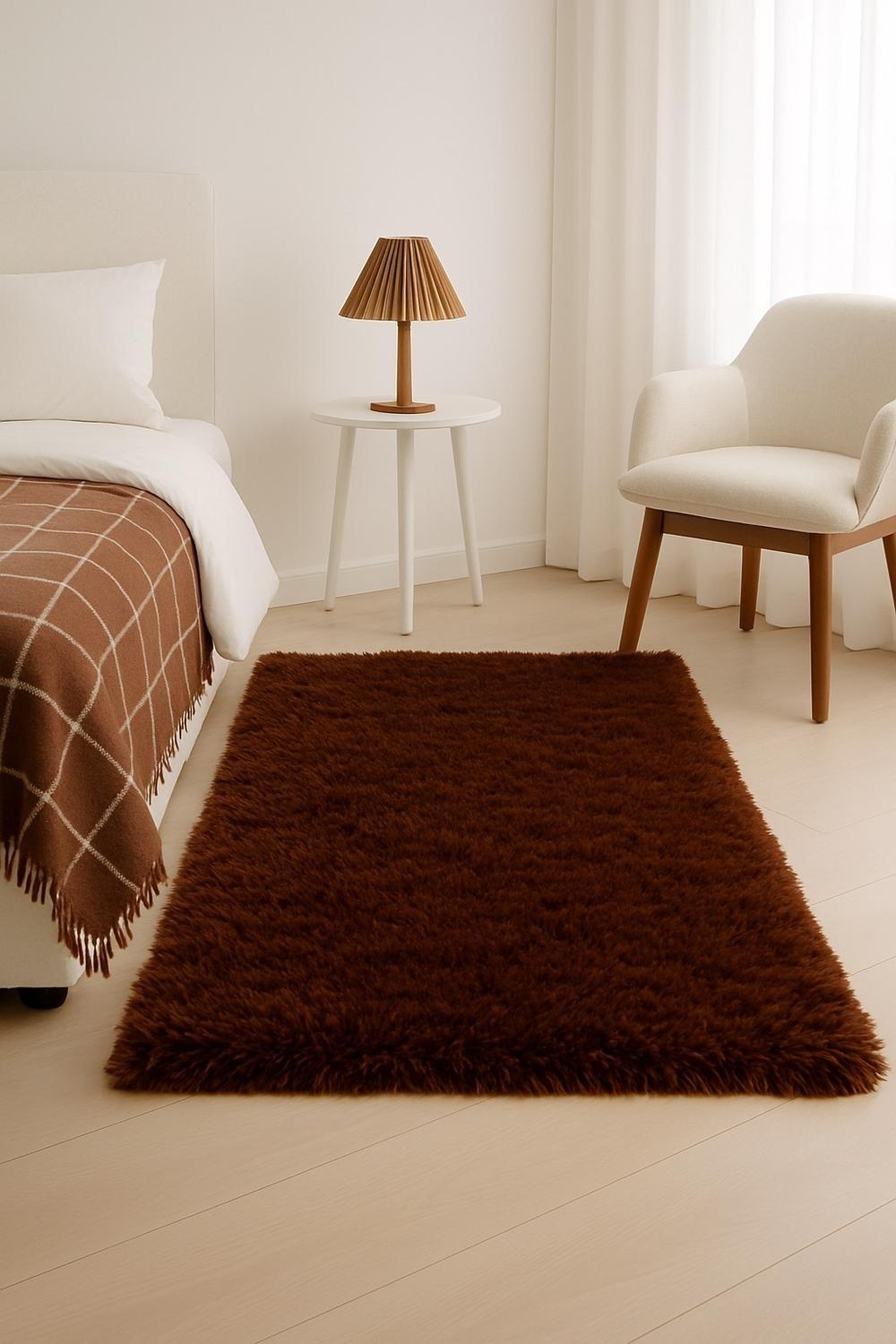 Alfombra Bajada De Cama Clems Shaggy 60x150 Café-2