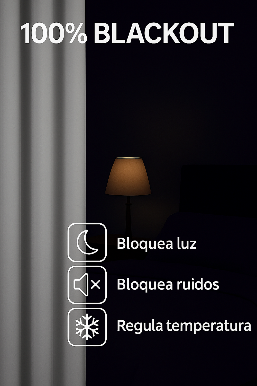 Cortina Tradicional 100% Blackout Marfil-5