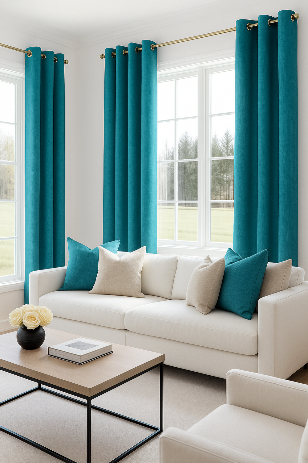 Cortina Blackout Lino 140x220cm Turquesa-4