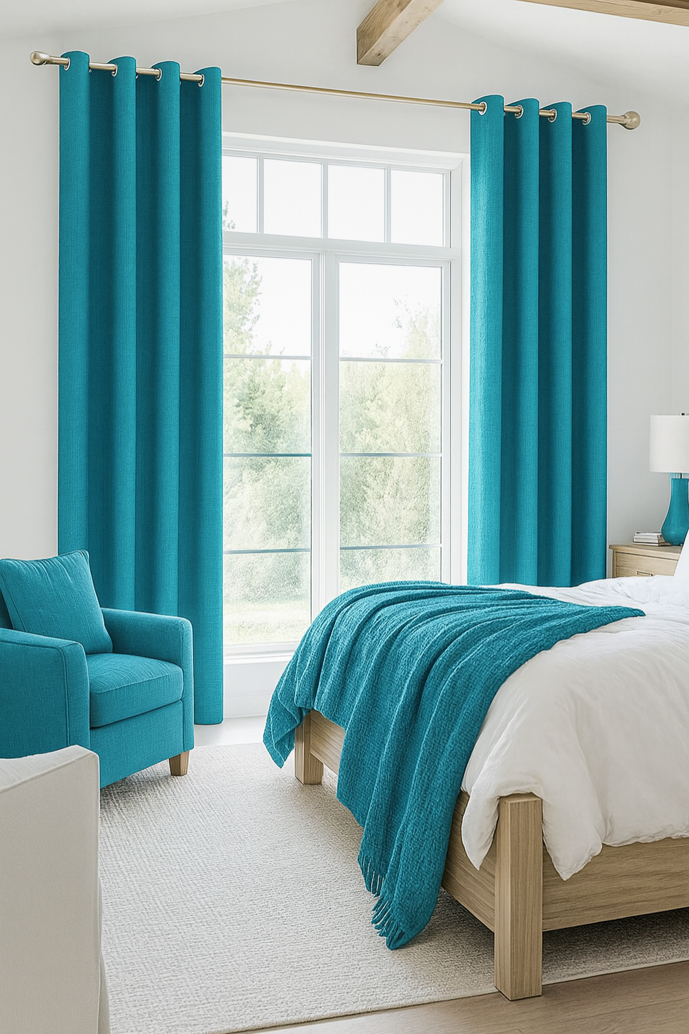 Cortina Blackout Lino 140x220cm Turquesa-5