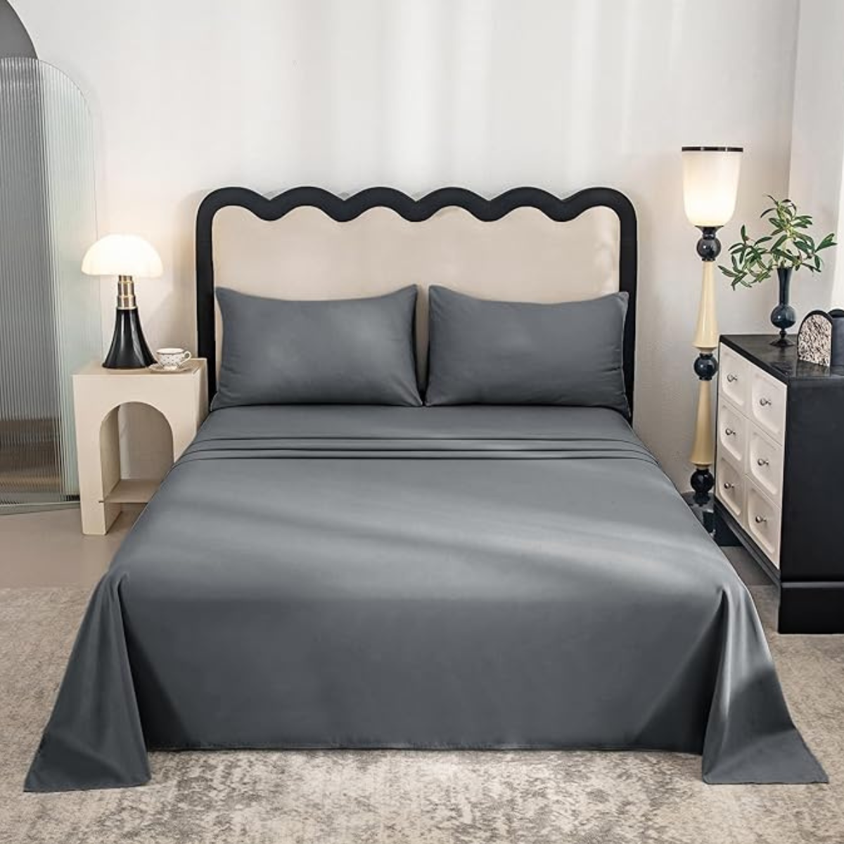 Set De Sábanas 1.5 Plazas Gris Oscuro-3