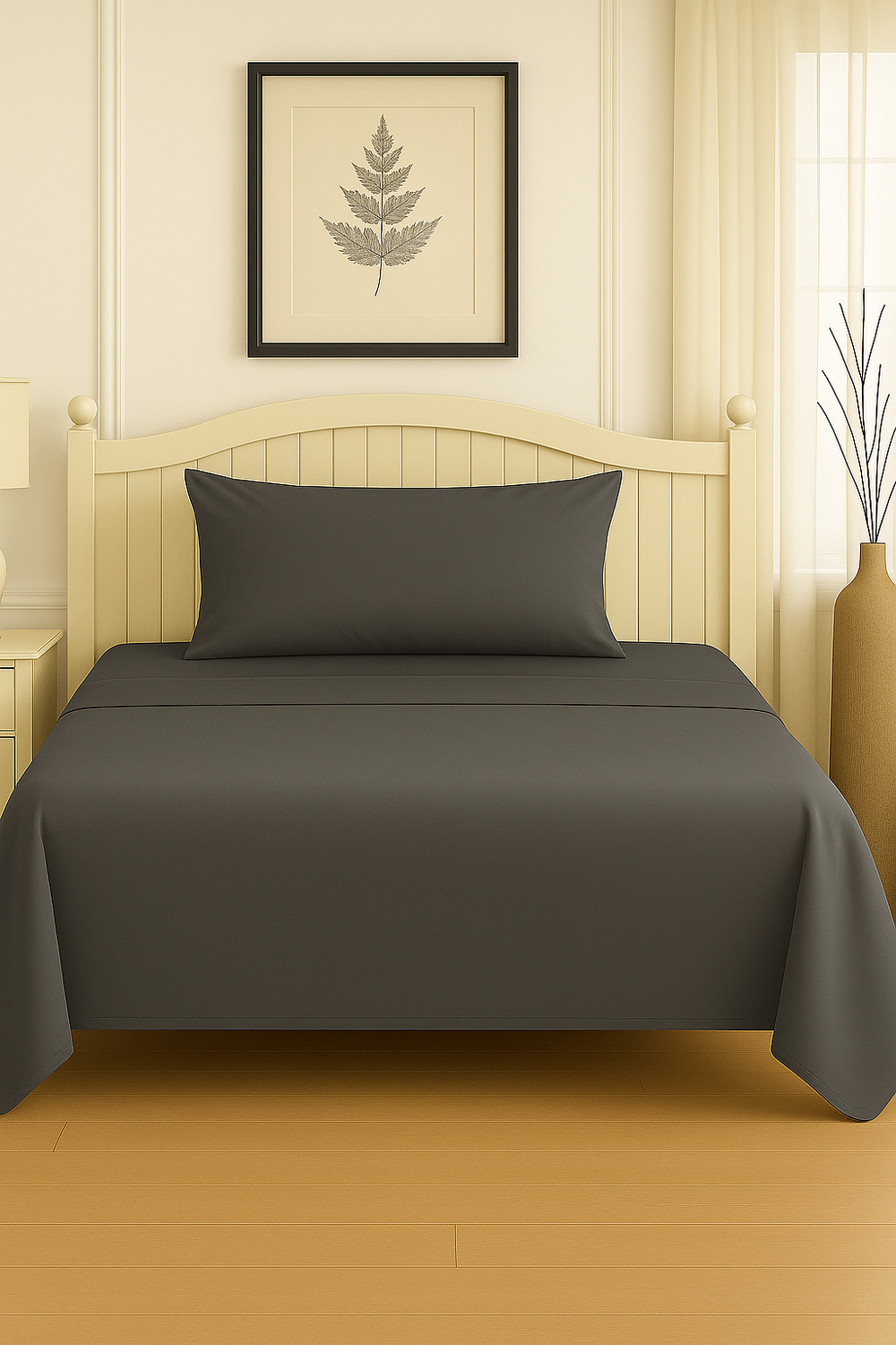 Set De Sábanas 1.5 Plazas Gris Oscuro-1