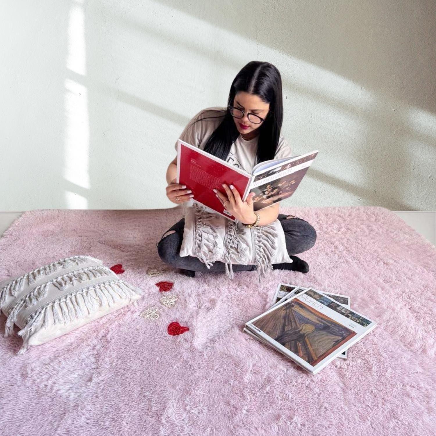 Alfombra Peluda Shaggy Rosa 200x220 Clems-7