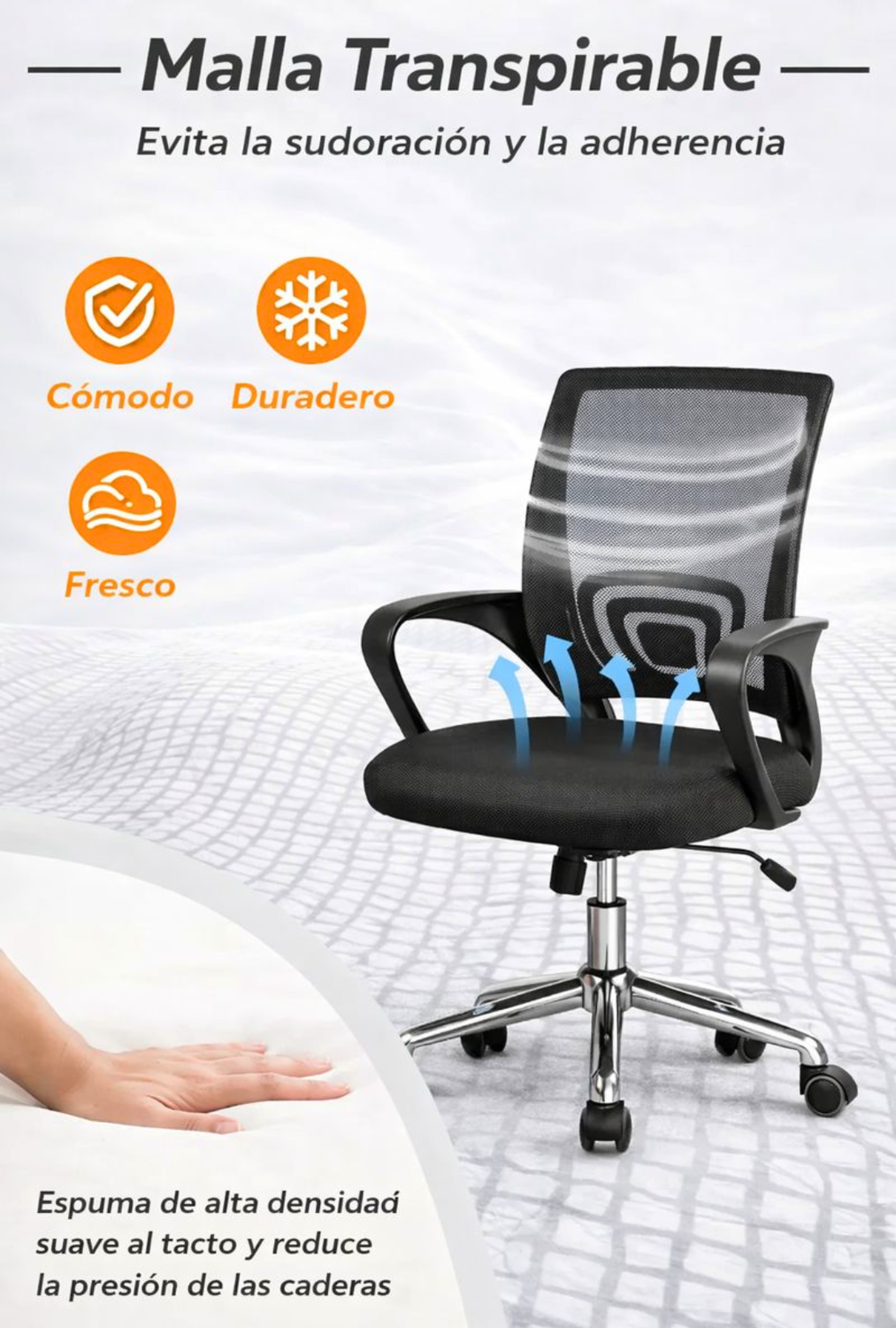 Silla De Oficina para Escritorio Negra-4
