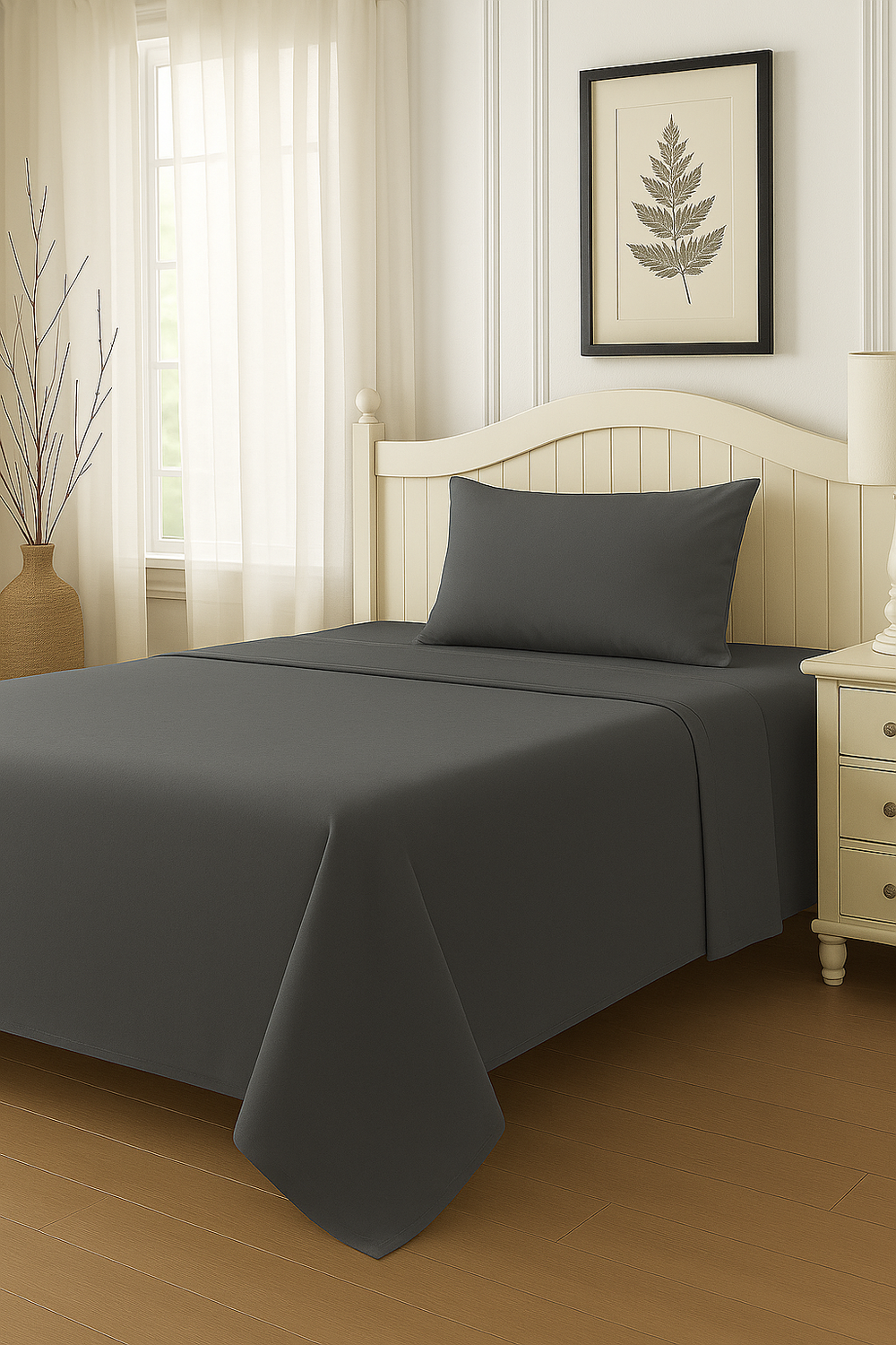 Set De Sábanas 2 Plazas Gris Oscuro-4