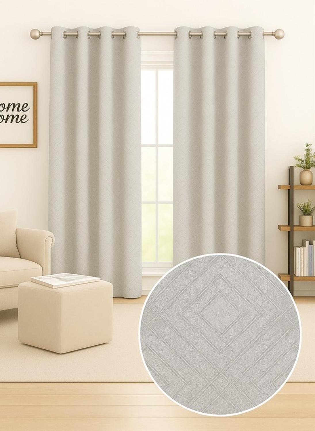 Pack 2 Cortina Tradicional 100% Blackout Geometrica Gris-3