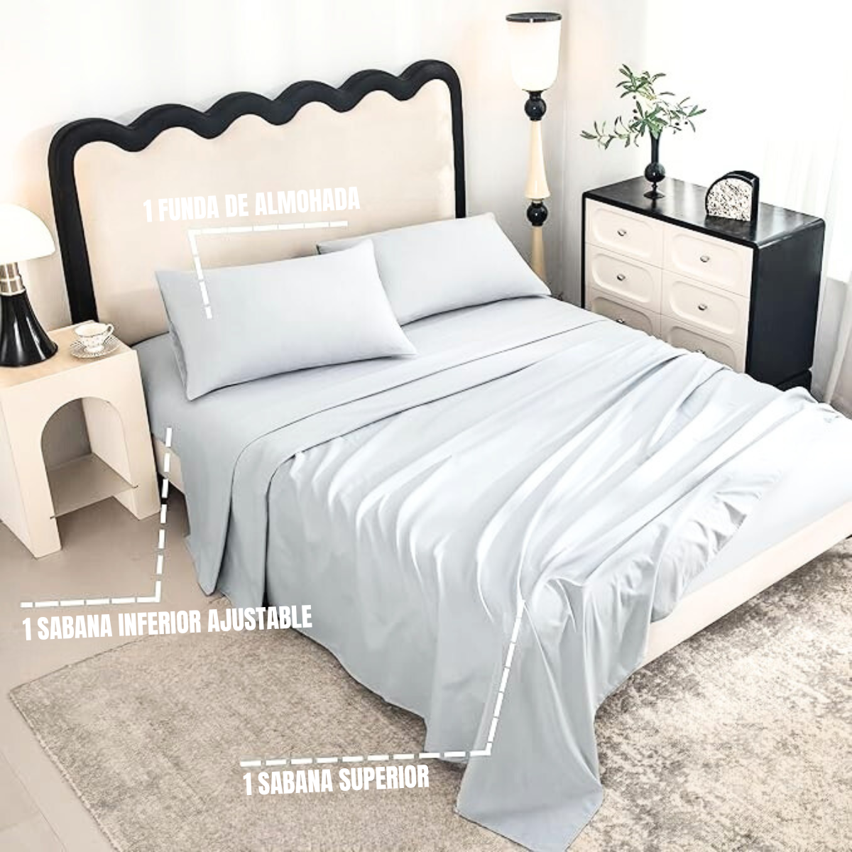 Set De Sábanas 2 Plazas Gris Claro-2
