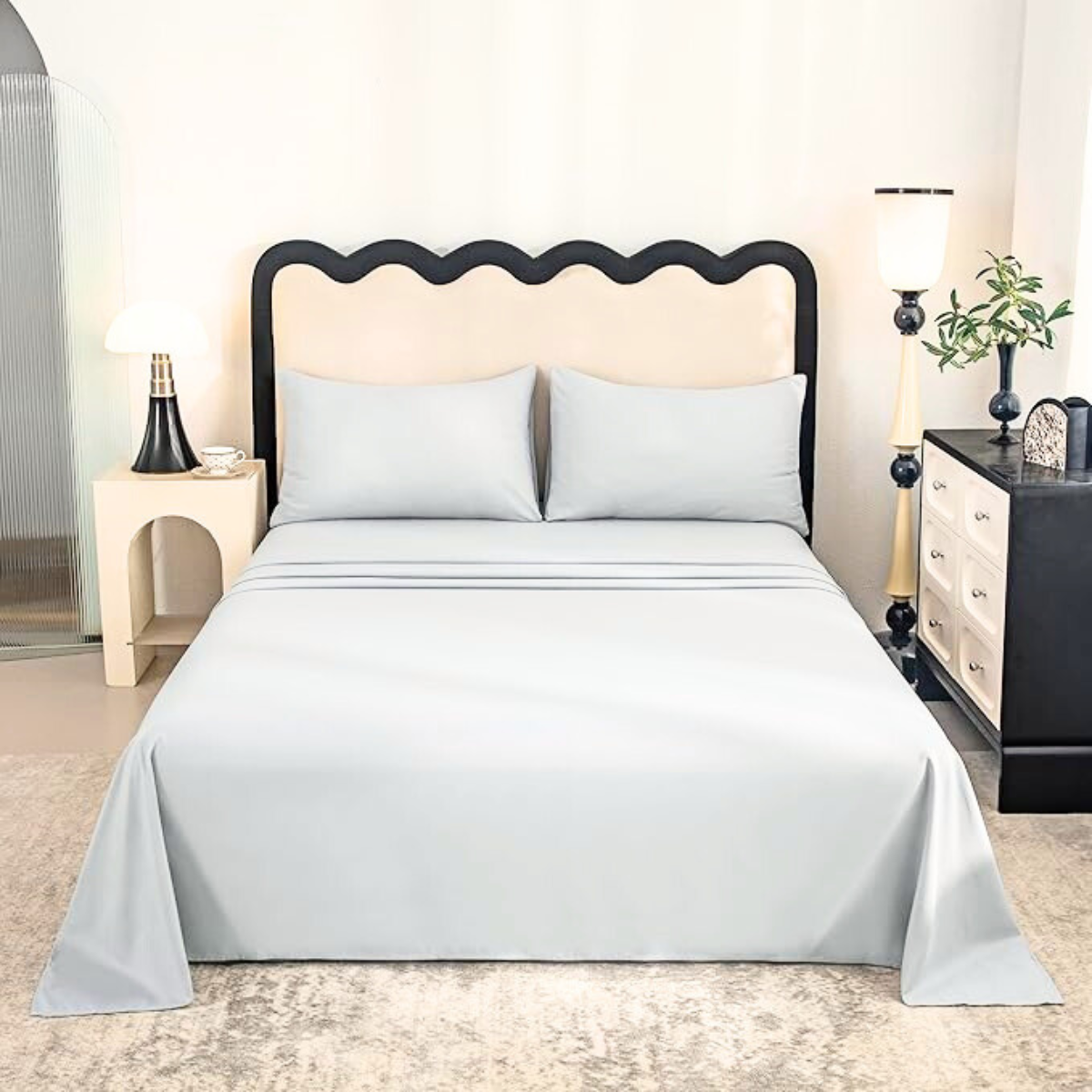 Set De Sábanas 2 Plazas Gris Claro-3