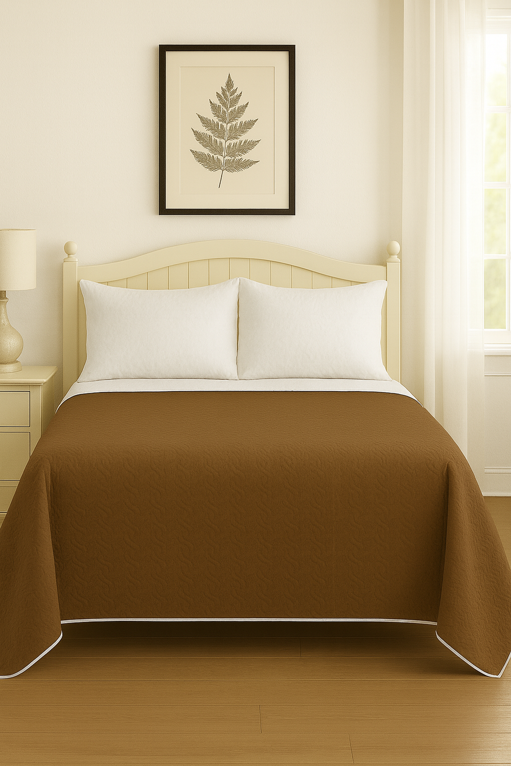 Cubrecama Quilt Reversible King 280x260cm Café-1