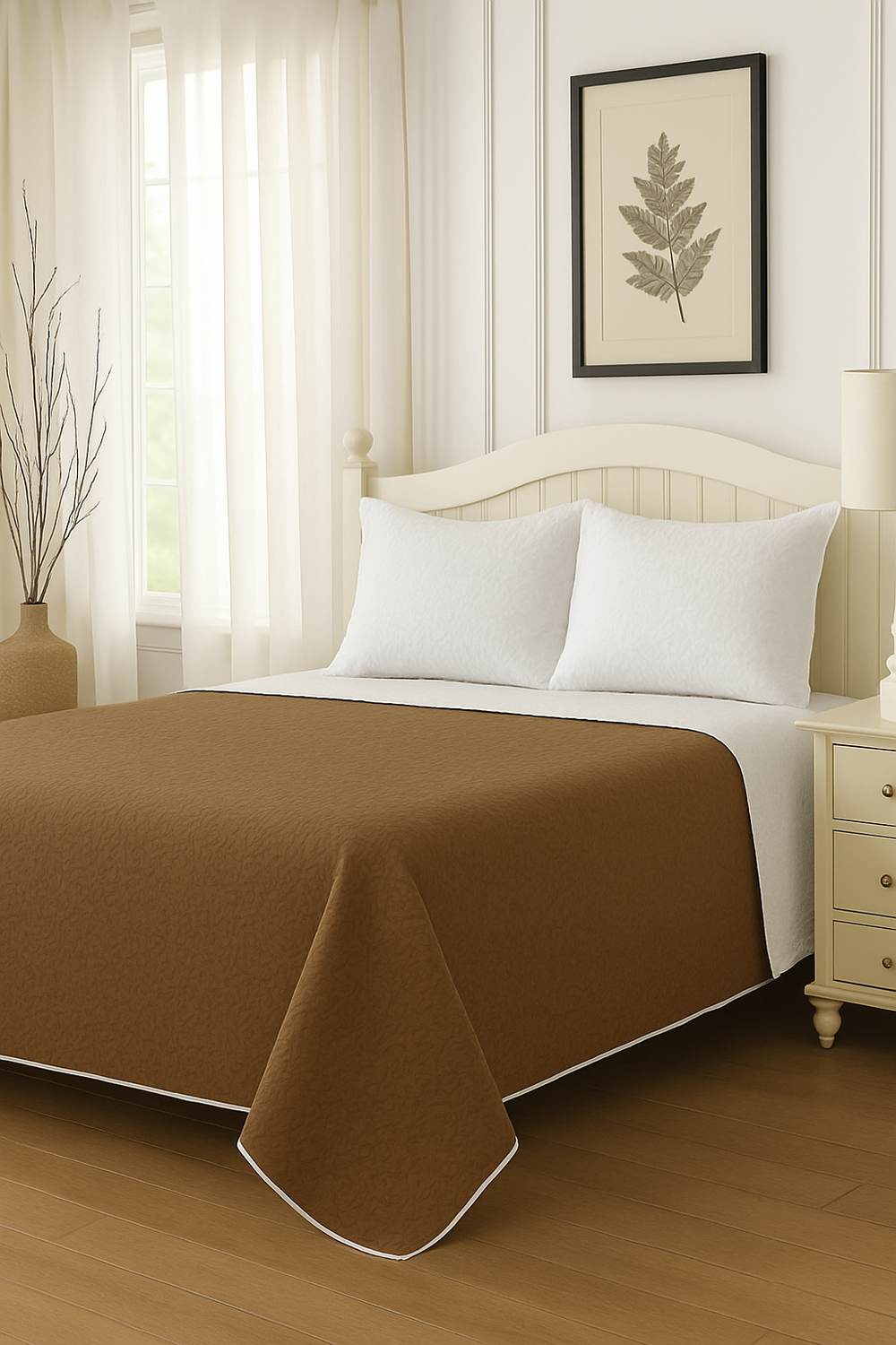 Cubrecama Quilt Reversible King 280x260cm Café-4