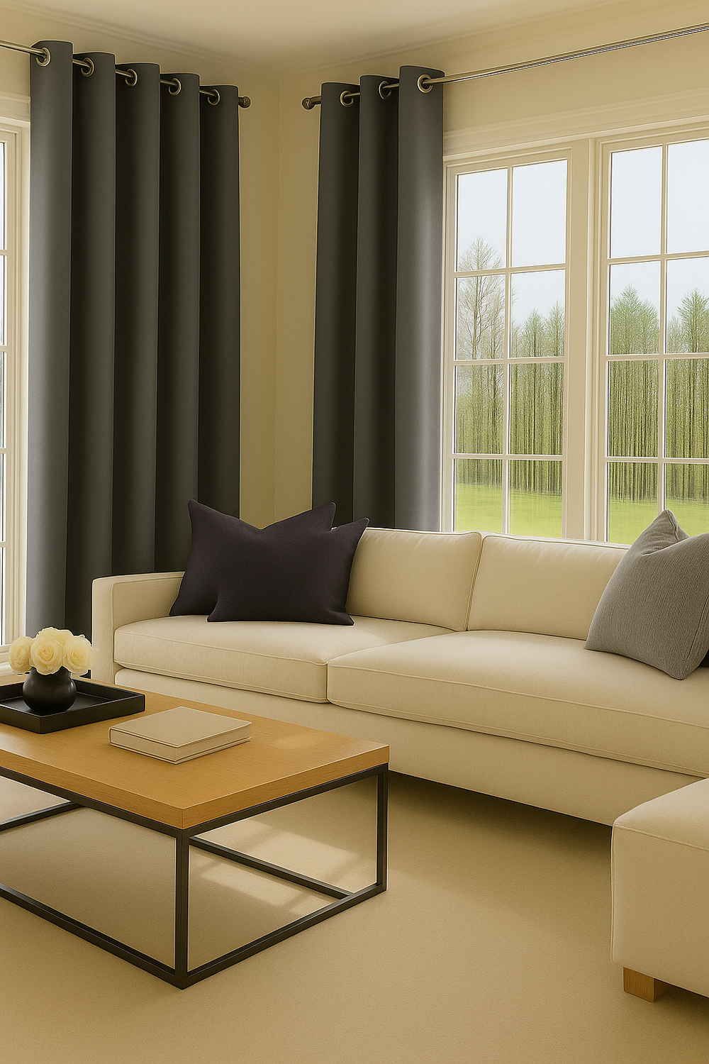 Cortina de Tela Delgada 100% Blackout Gris-2