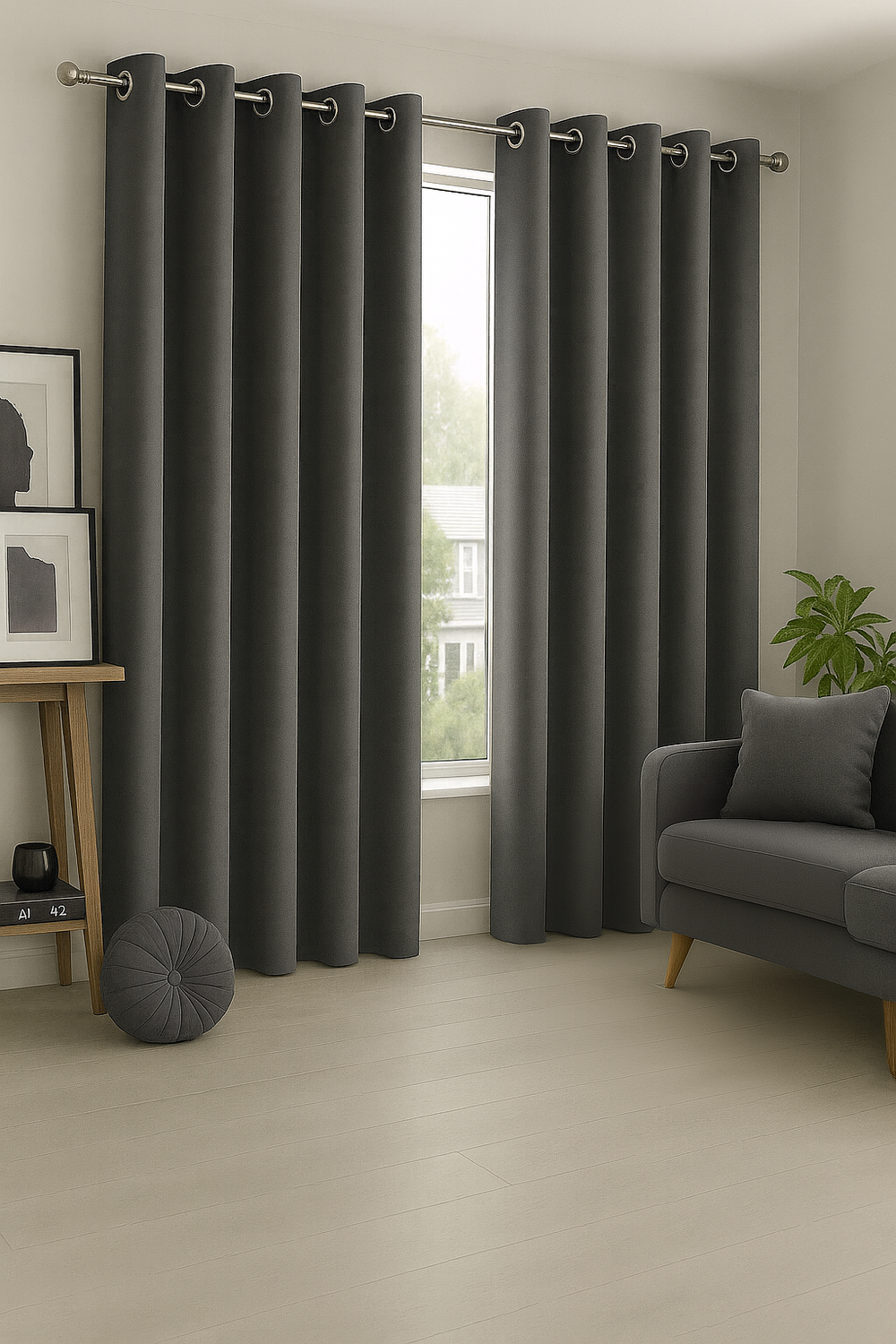 Cortina de Tela Delgada 100% Blackout Gris-4