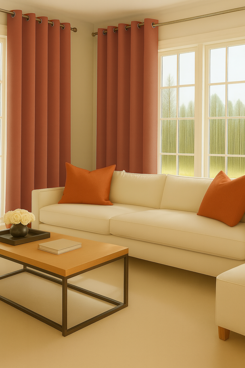 Cortina Tradicional 100% Blackout Naranjo-2